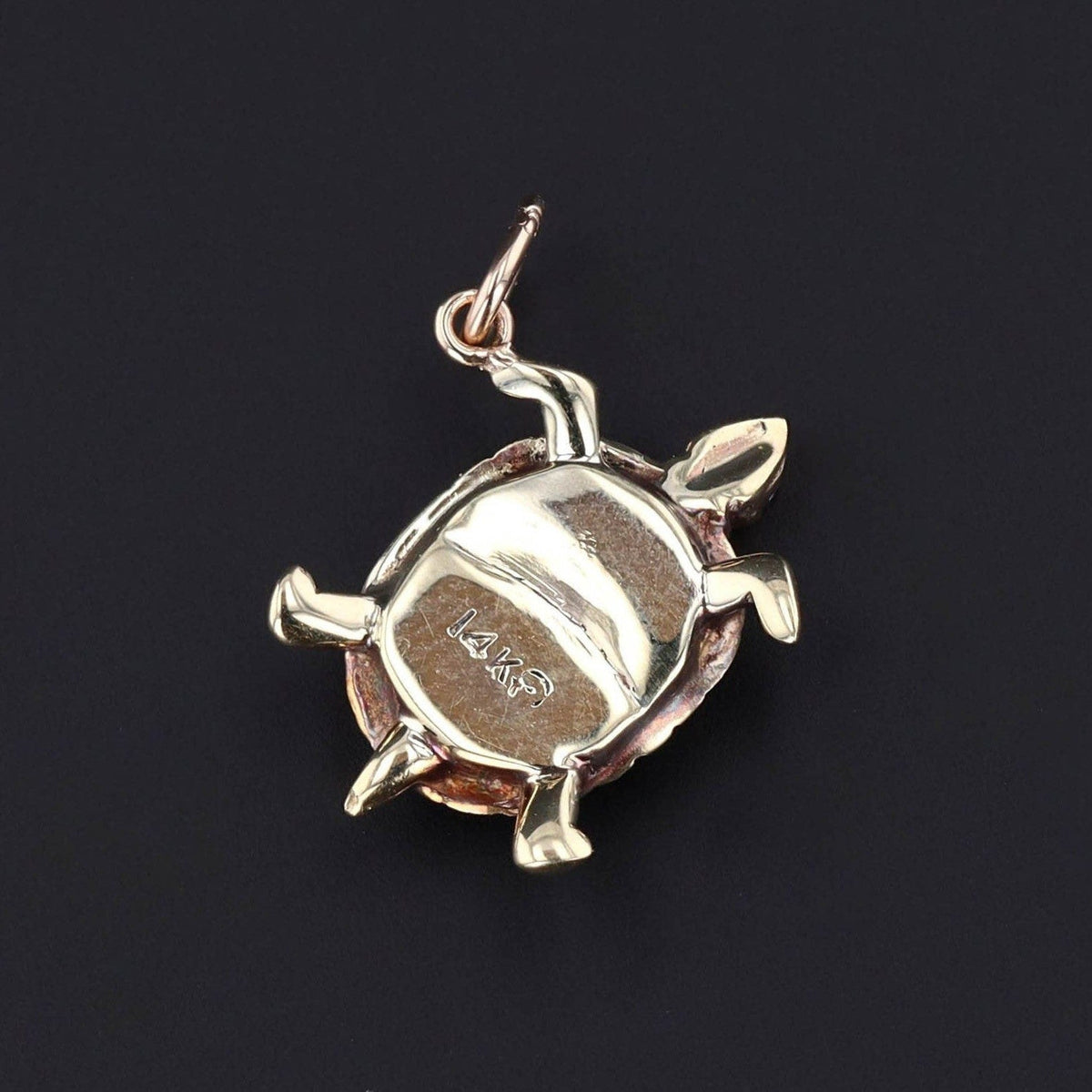 Vintage Enamel Turtle Conversion Charm of 14k Gold - Trademark Antiques