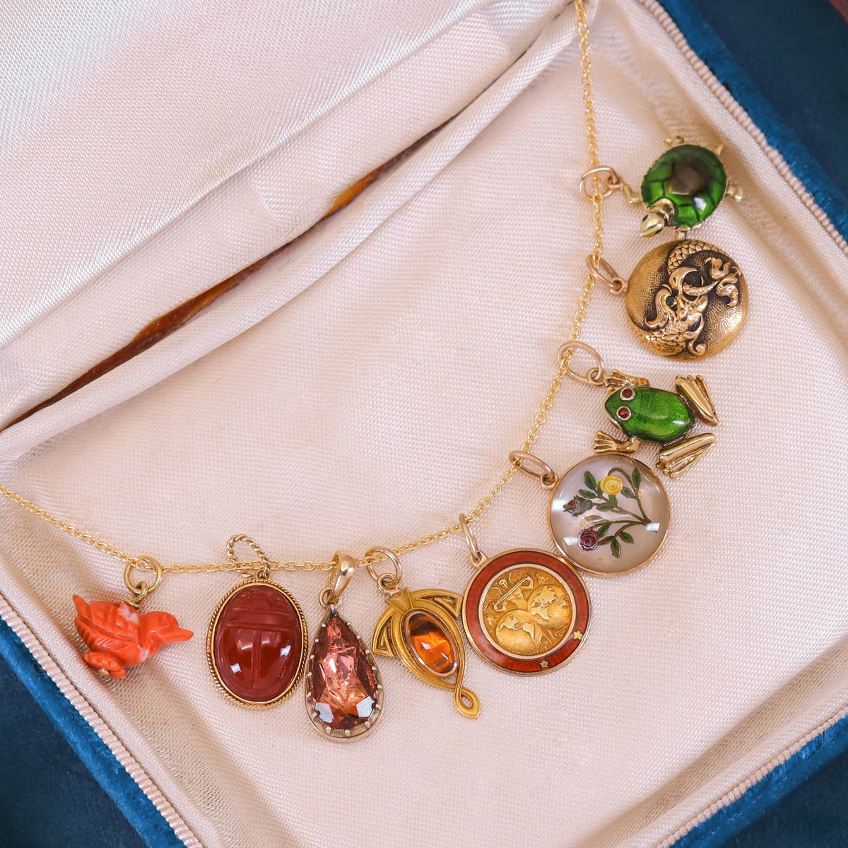 Vintage Enamel Turtle Conversion Charm of 14k Gold - Trademark Antiques