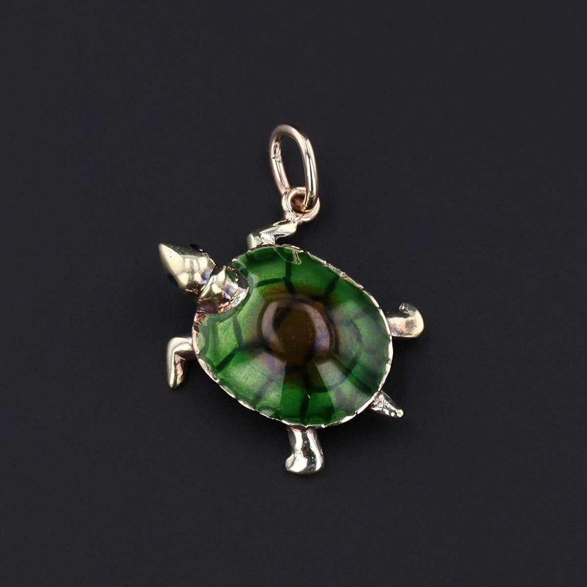Vintage Enamel Turtle Conversion Charm of 14k Gold - Trademark Antiques