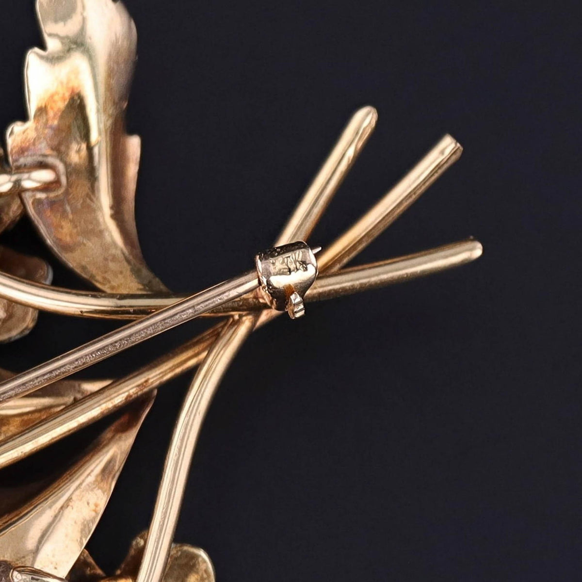 Vintage Enamel Violet Brooch of 14k Gold - Trademark Antiques