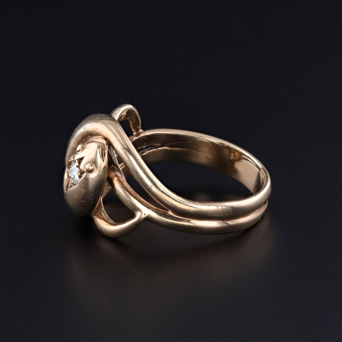 Vintage Entwined Snake Ring of 9ct Gold - Trademark Antiques