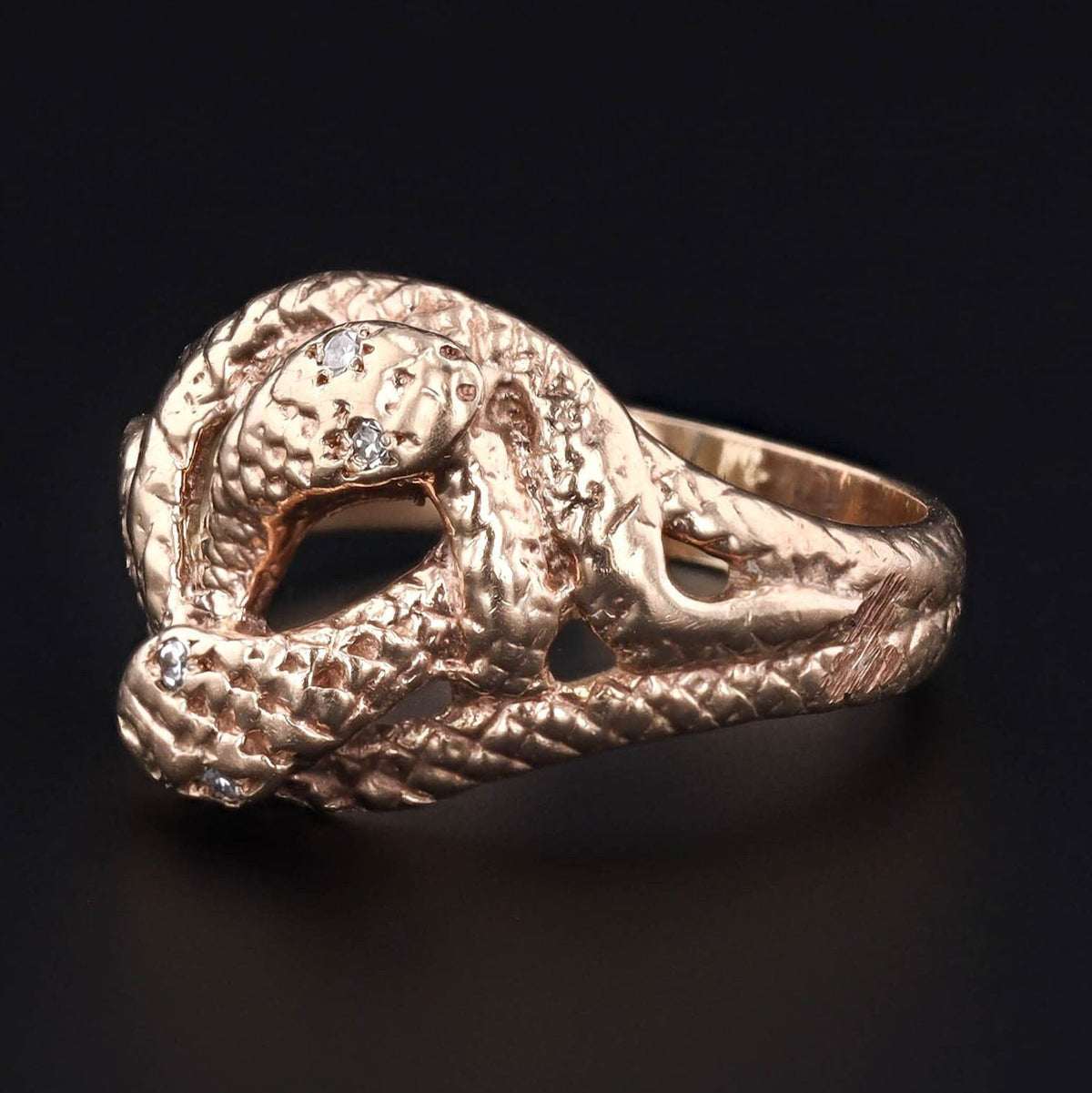 Vintage Entwined Snakes Ring of 10k Gold - Trademark Antiques