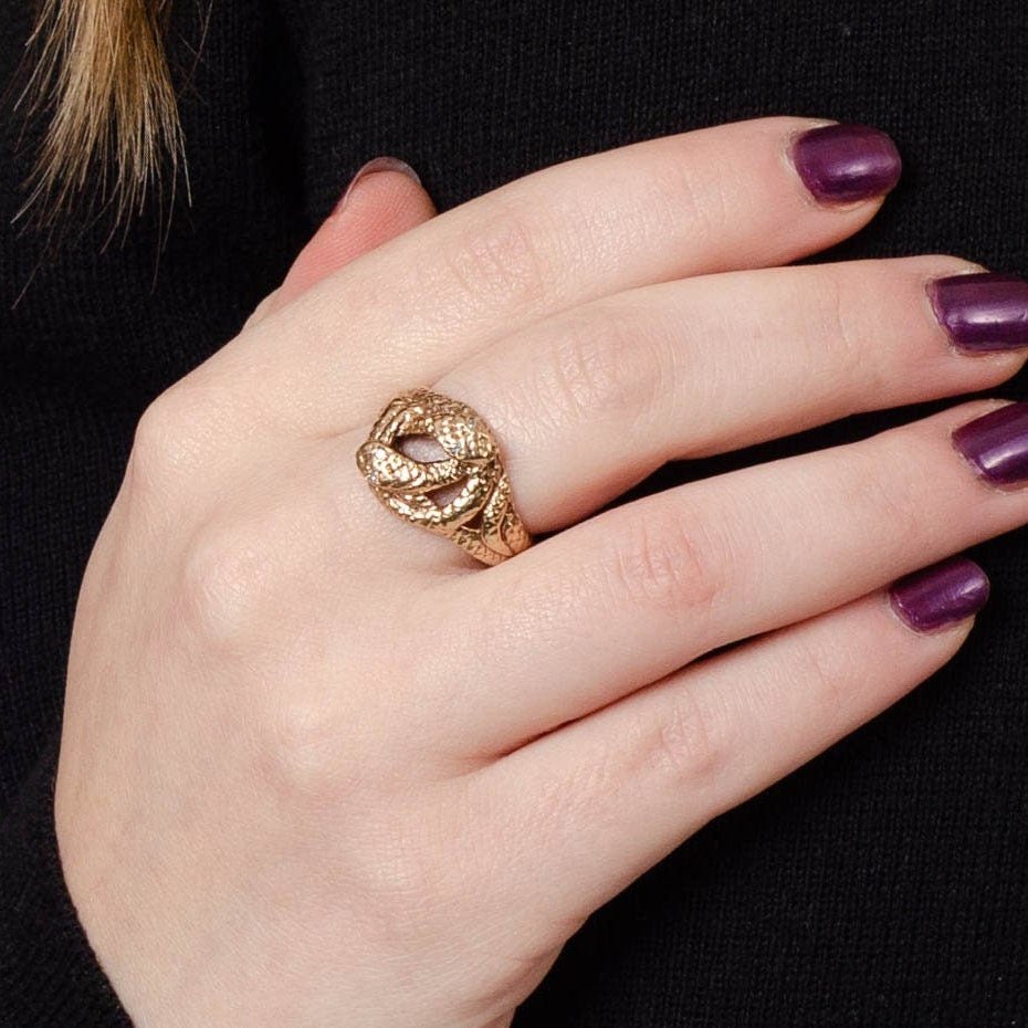 Vintage Entwined Snakes Ring of 10k Gold - Trademark Antiques