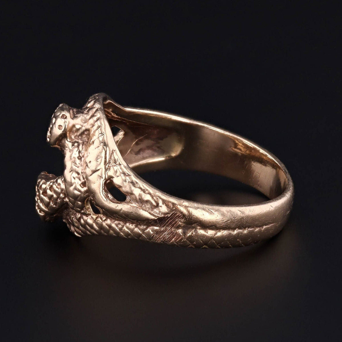 Vintage Entwined Snakes Ring of 10k Gold - Trademark Antiques