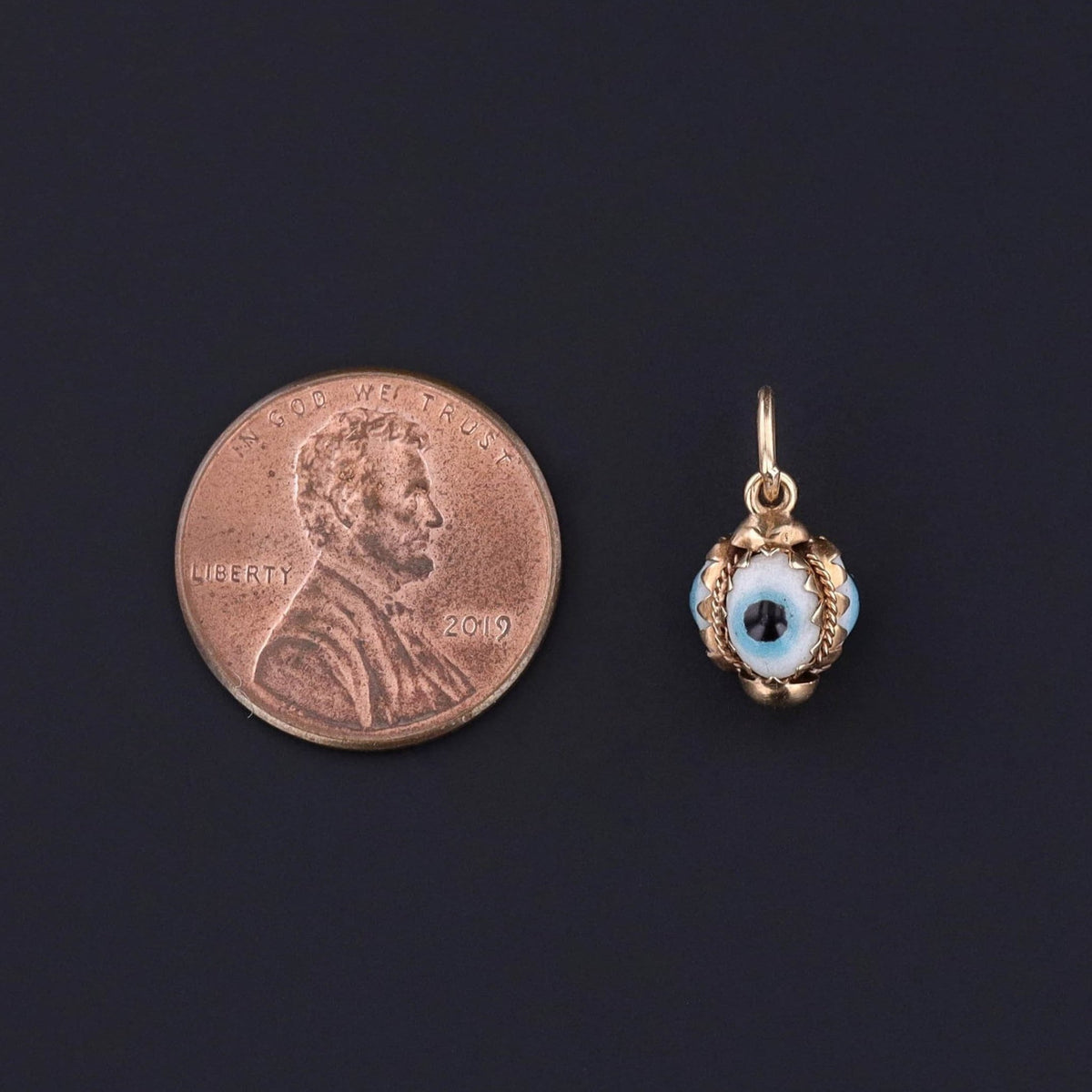 Vintage Evil Eye Charm of 14k Gold - Trademark Antiques