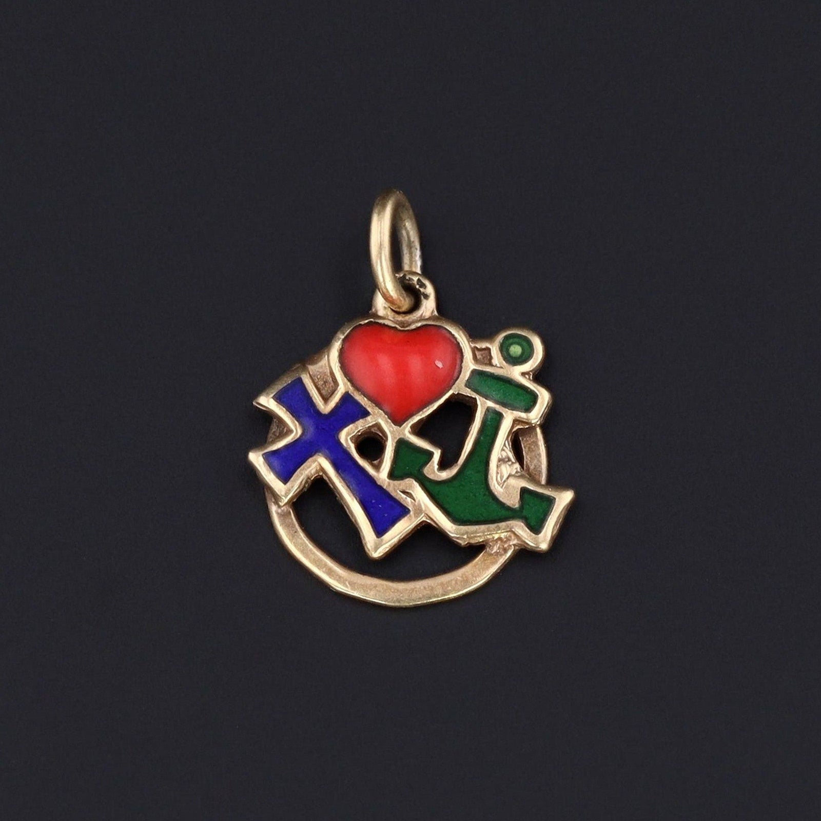 Vintage Faith Hope and Charity Charm of 14k Gold - Trademark Antiques