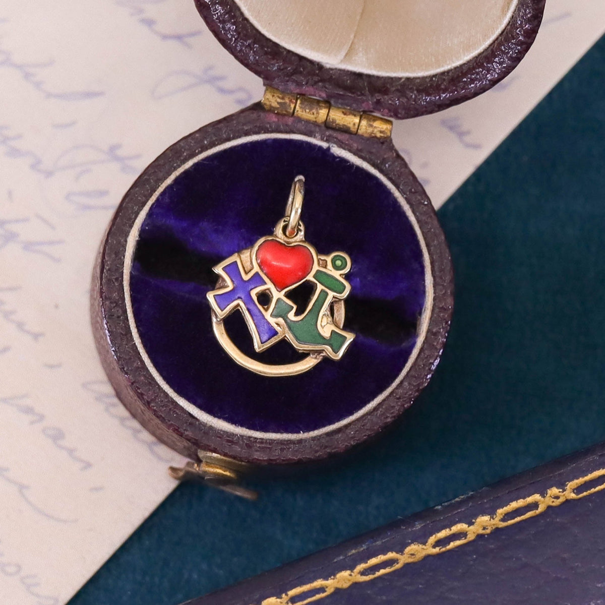 Vintage Faith Hope and Charity Charm of 14k Gold - Trademark Antiques