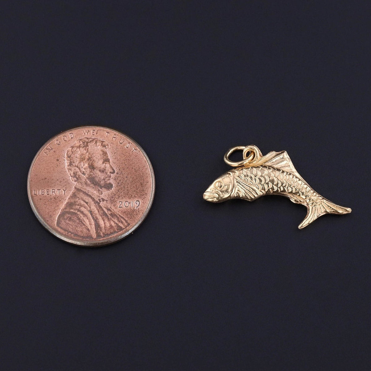 Vintage Fish Charm of 18k Gold - Trademark Antiques