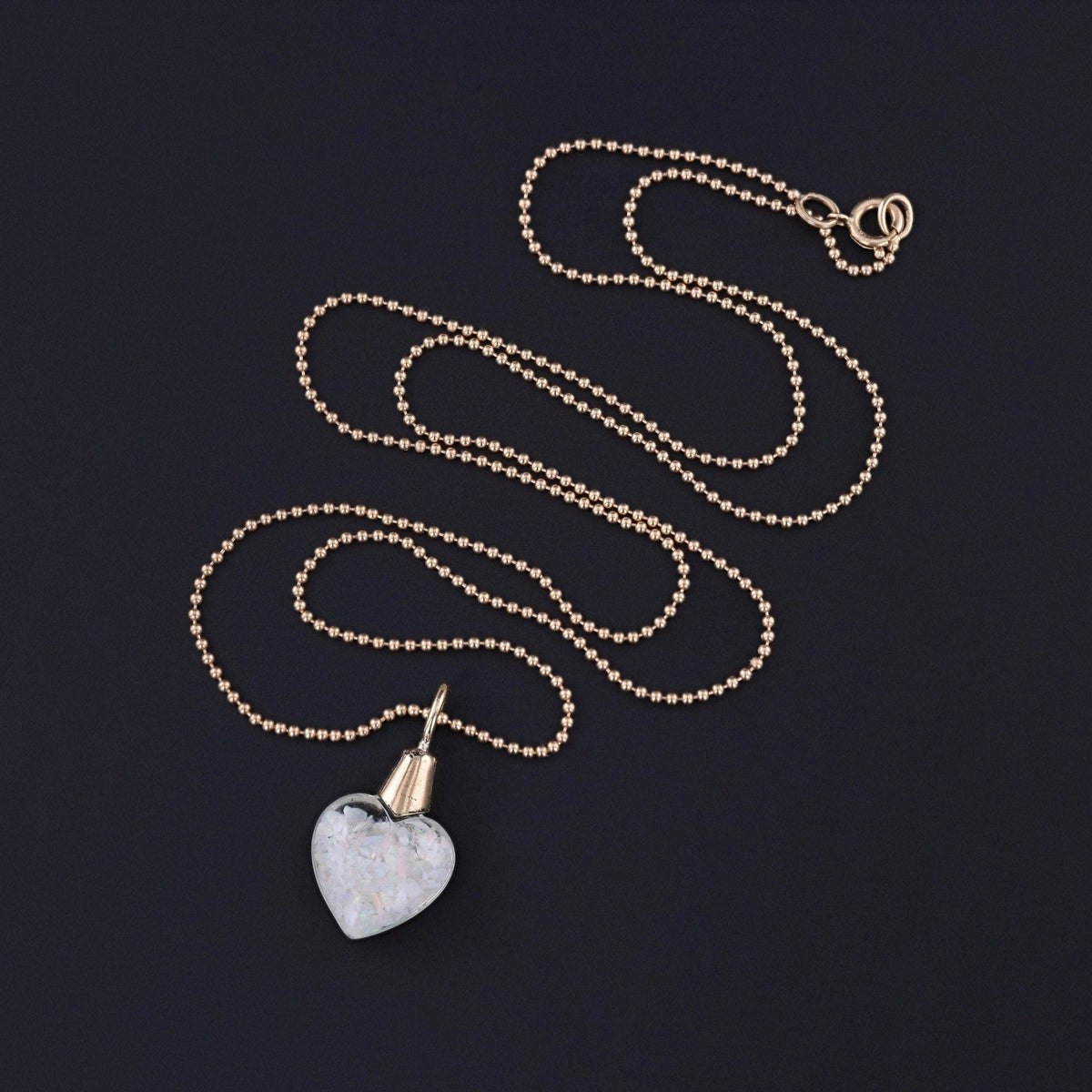 Vintage Floating Opal Heart Pendant of 10k Gold - Trademark Antiques
