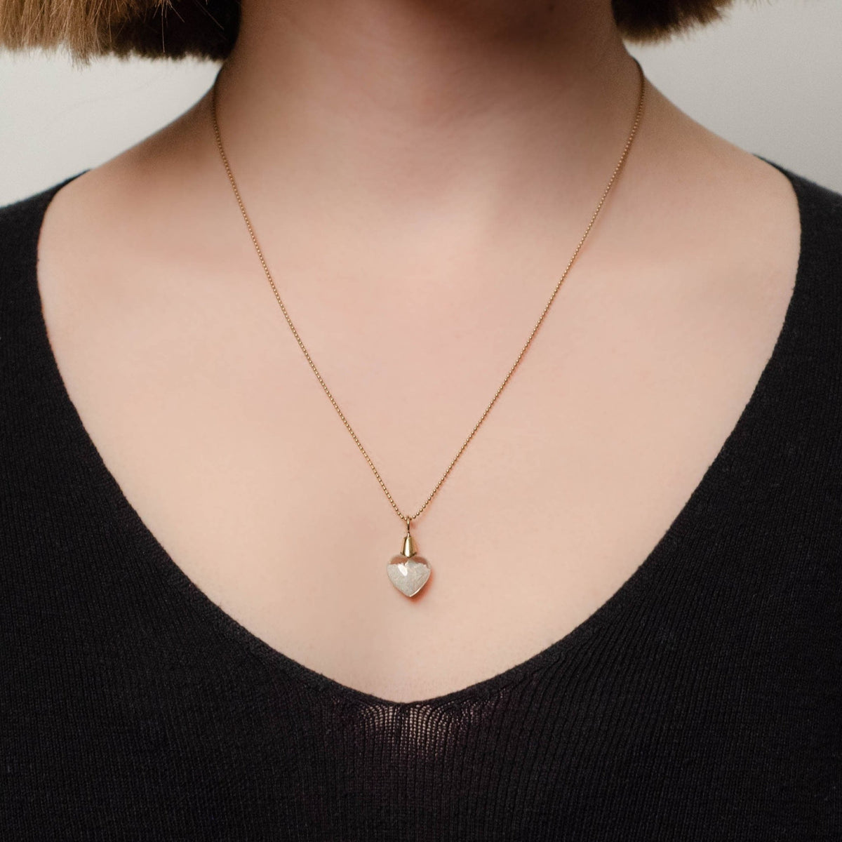 Vintage Floating Opal Heart Pendant of 10k Gold - Trademark Antiques