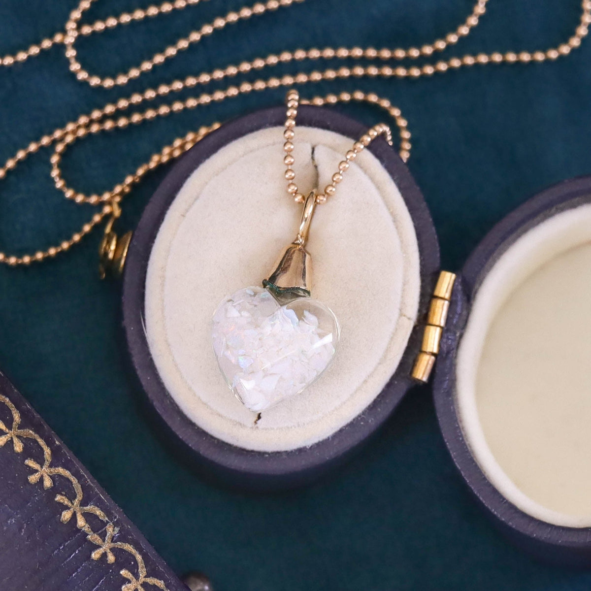 Vintage Floating Opal Heart Pendant of 10k Gold - Trademark Antiques