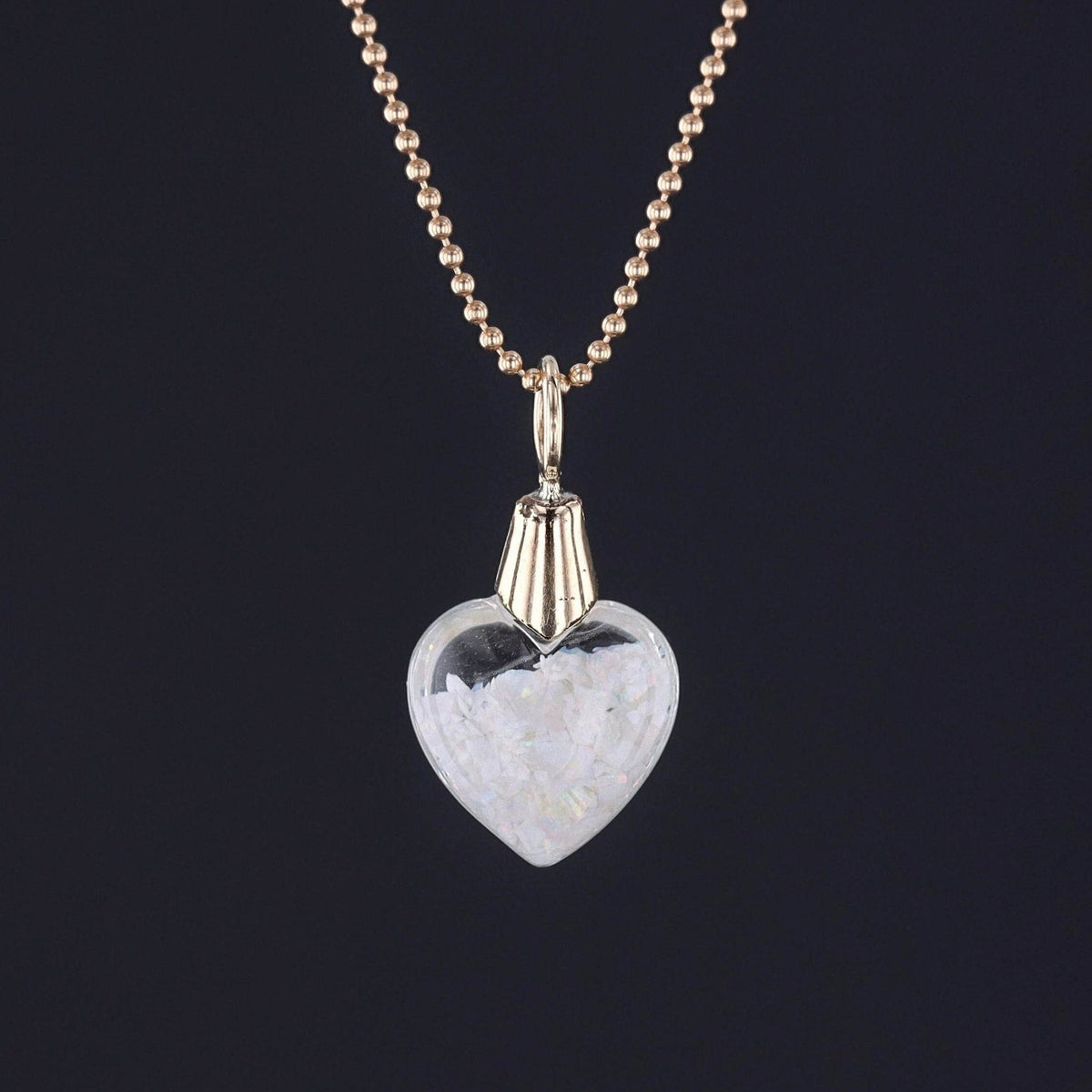 Vintage Floating Opal Heart Pendant of 10k Gold - Trademark Antiques