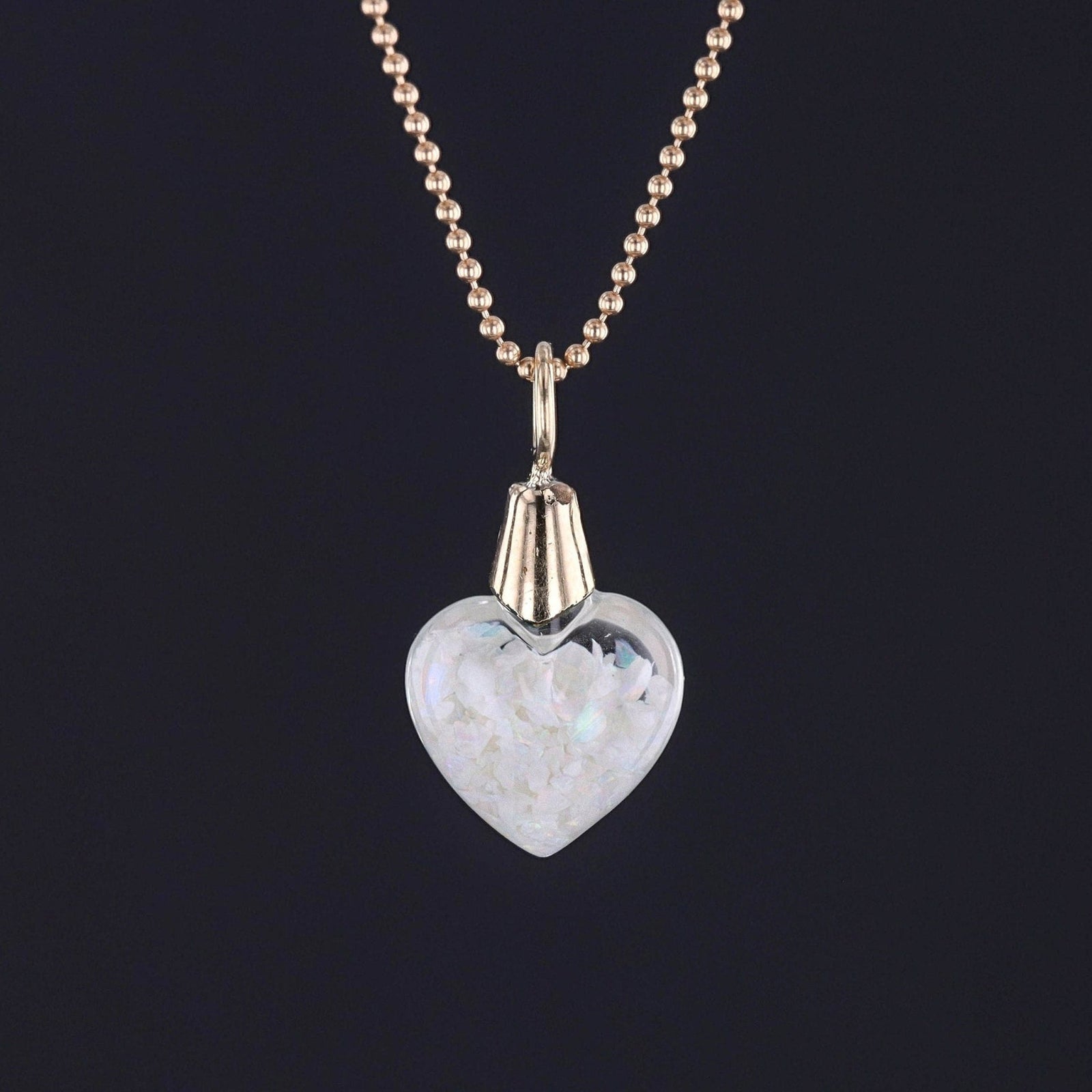 Vintage Floating Opal Heart Pendant of 10k Gold - Trademark Antiques
