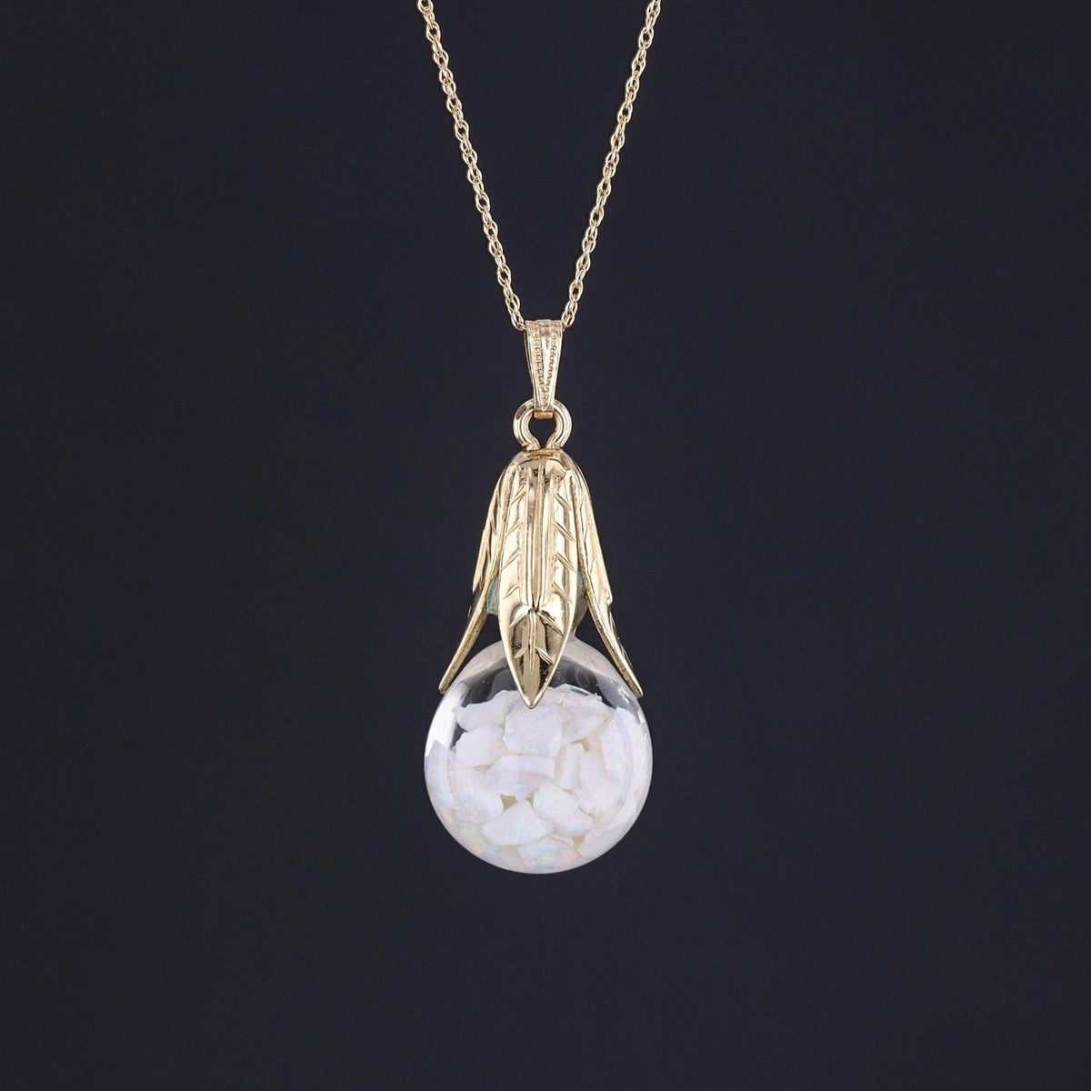 Vintage Floating Opal Pendant of 10k Gold - Trademark Antiques