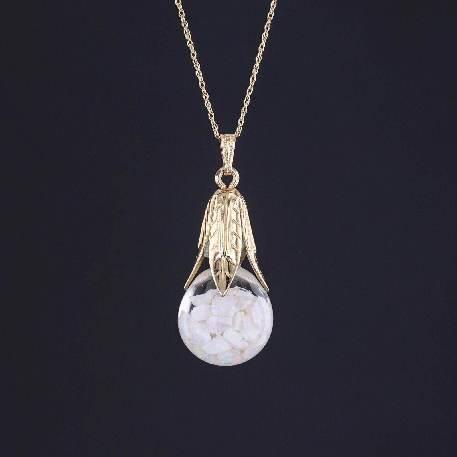 Vintage Floating Opal Pendant of 10k Gold - Trademark Antiques