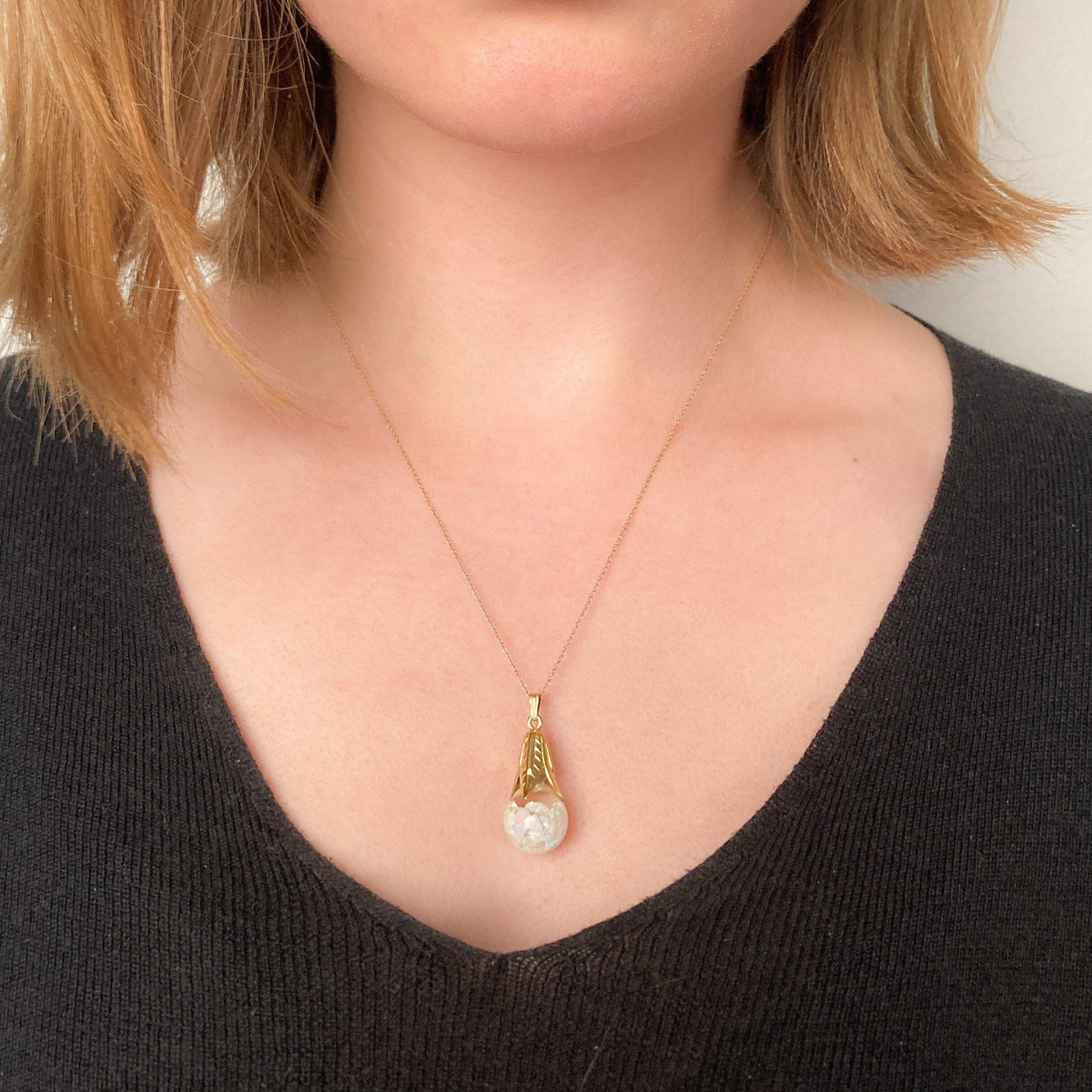 Vintage Floating Opal Pendant of 10k Gold - Trademark Antiques