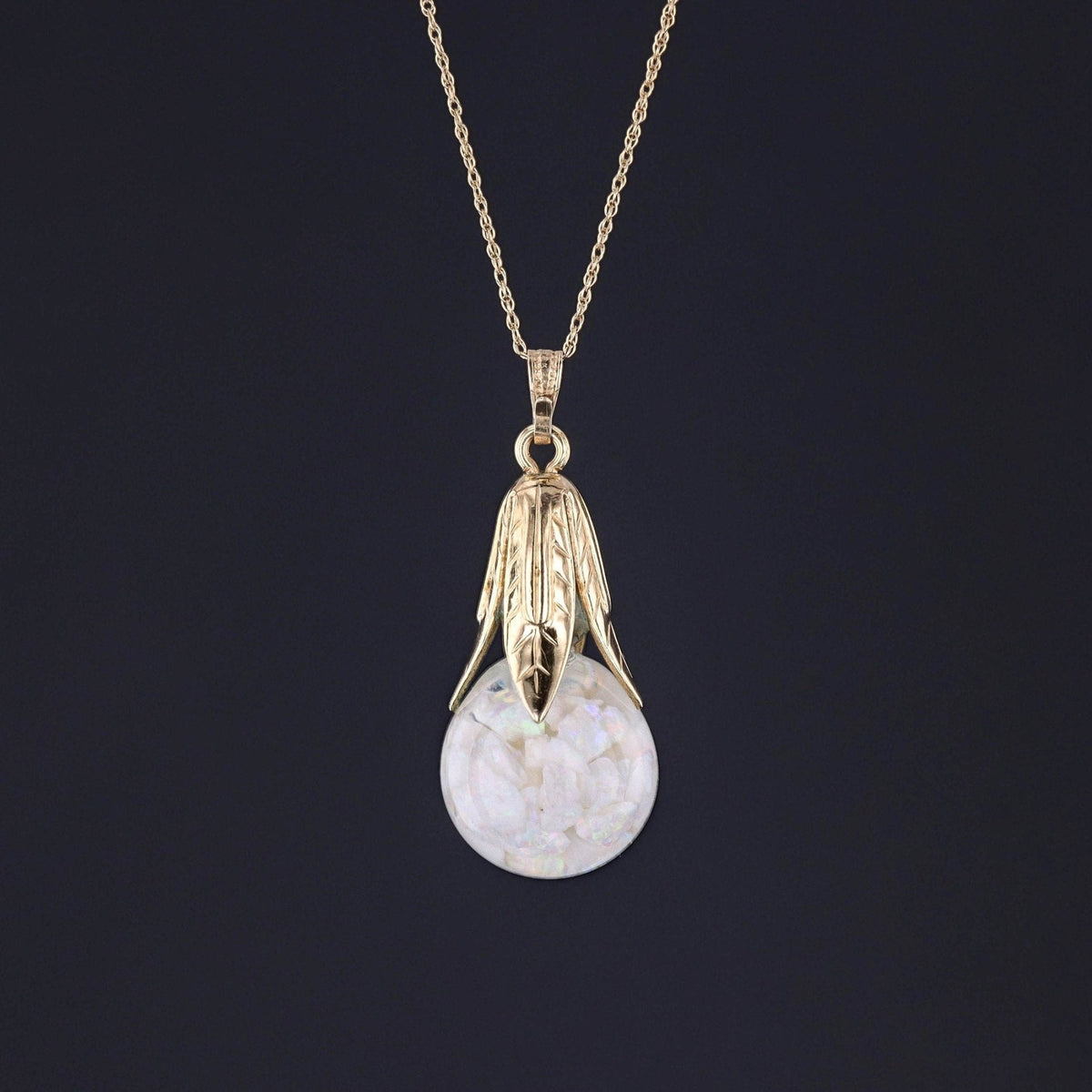 Vintage Floating Opal Pendant of 10k Gold - Trademark Antiques