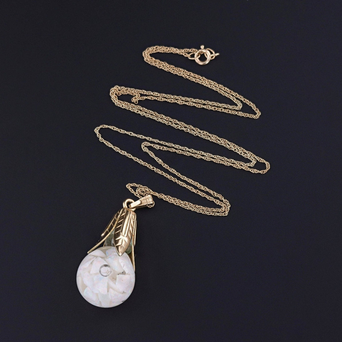 Vintage Floating Opal Pendant of 10k Gold - Trademark Antiques