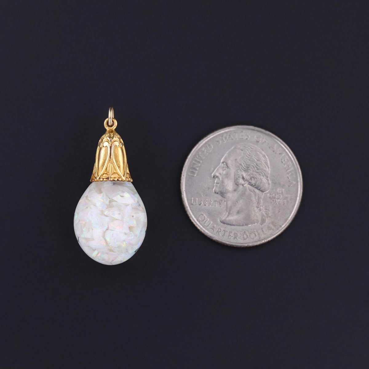 Vintage Floating Opal Pendant of 14k Gold - Trademark Antiques