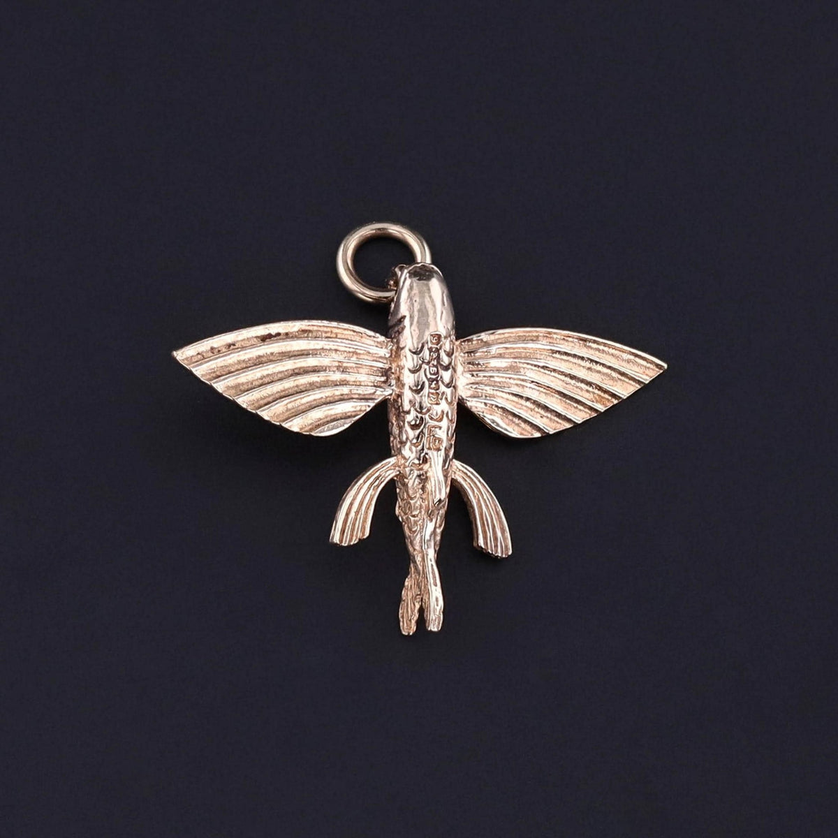 Vintage Flying Fish Charm of 9ct Gold - Trademark Antiques