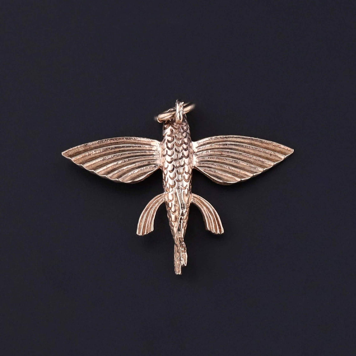 Vintage Flying Fish Charm of 9ct Gold - Trademark Antiques