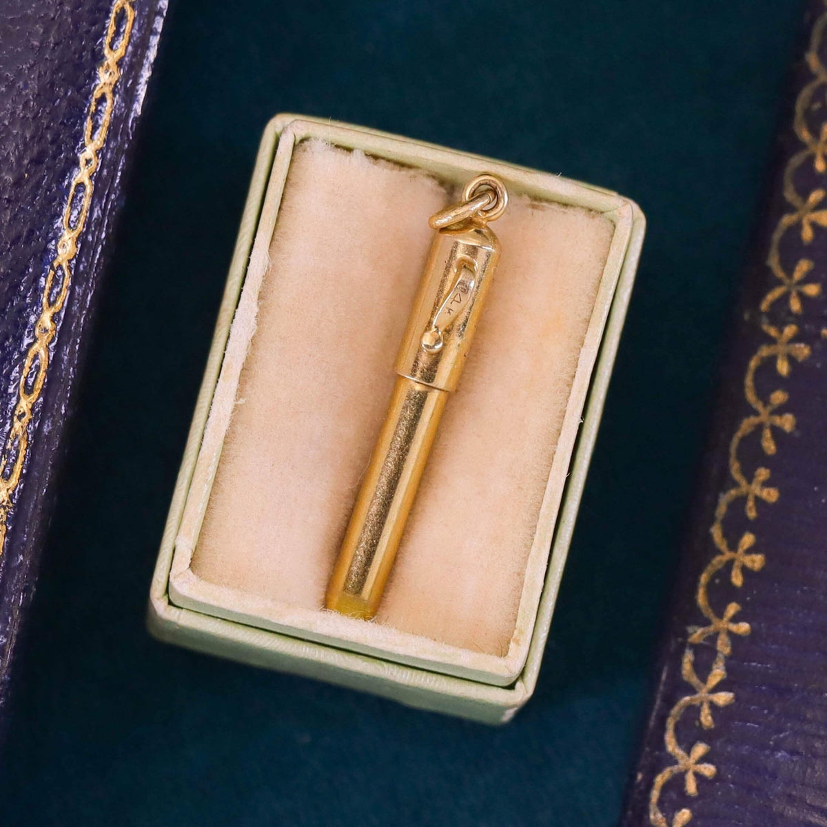 Vintage Fountain Pen Charm of 14k Gold - Trademark Antiques