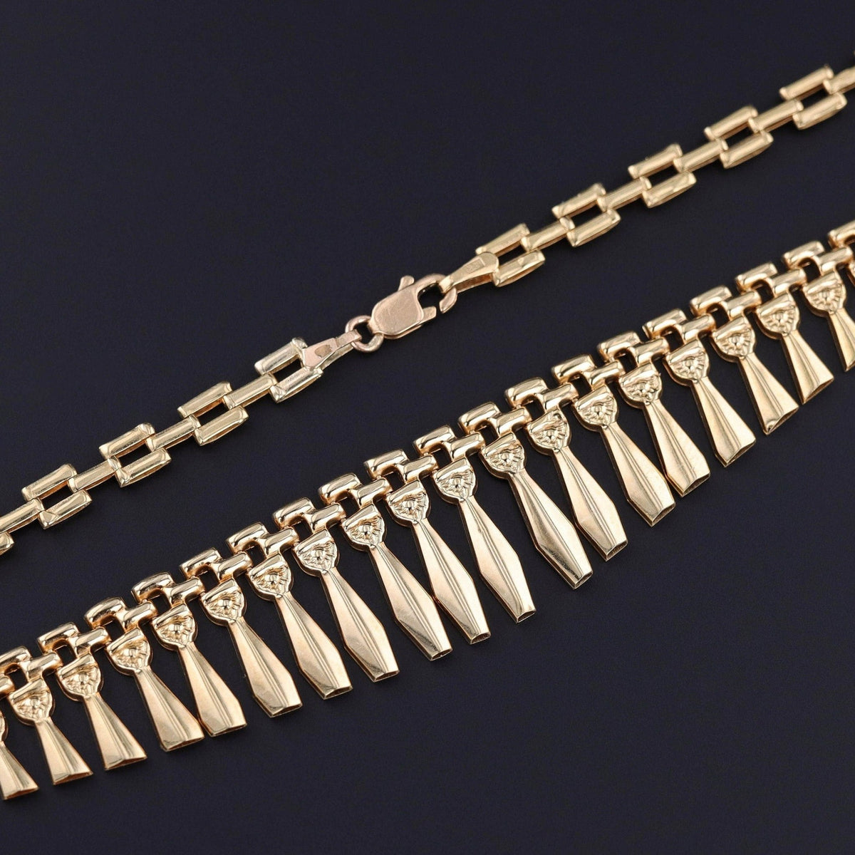 Vintage Fringe Necklace of 14k Gold - Trademark Antiques