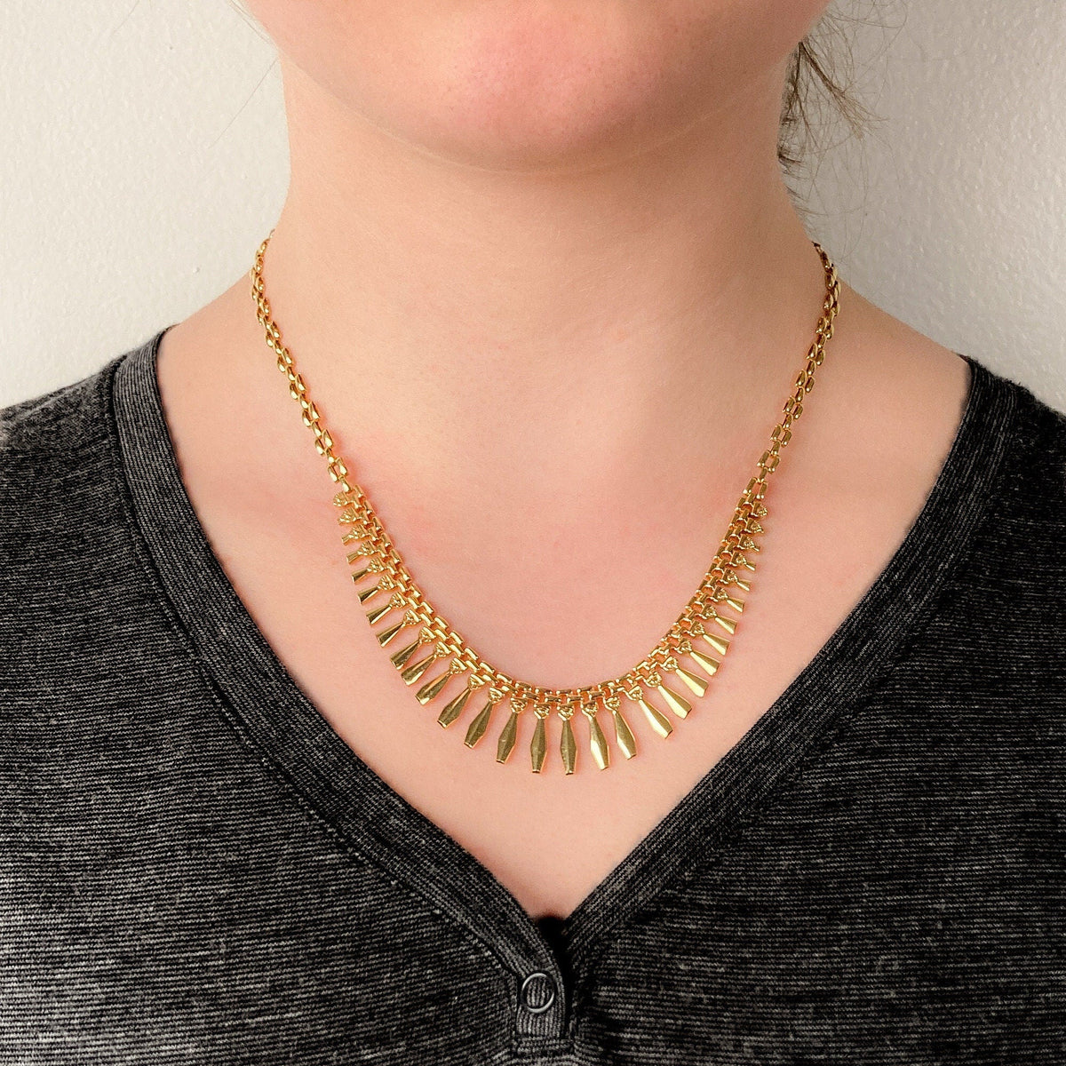 Vintage Fringe Necklace of 14k Gold - Trademark Antiques