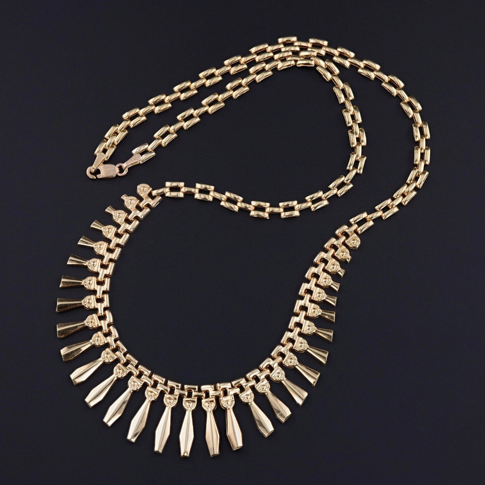 Vintage Fringe Necklace of 14k Gold - Trademark Antiques