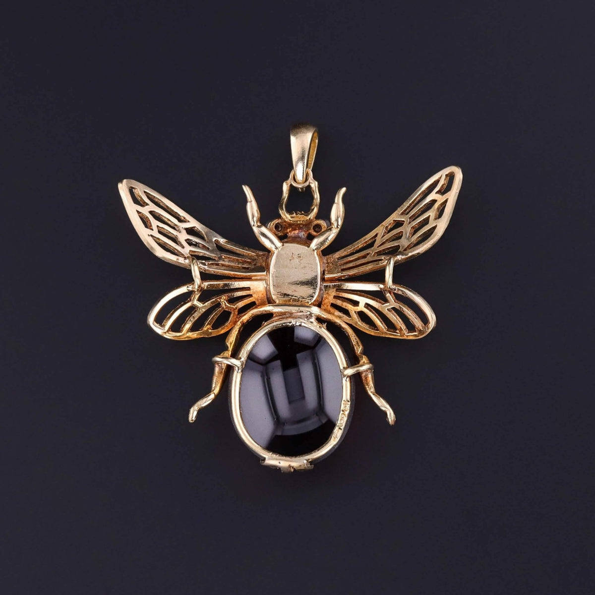 Vintage Garnet Bug Pendant of 14k Gold - Trademark Antiques