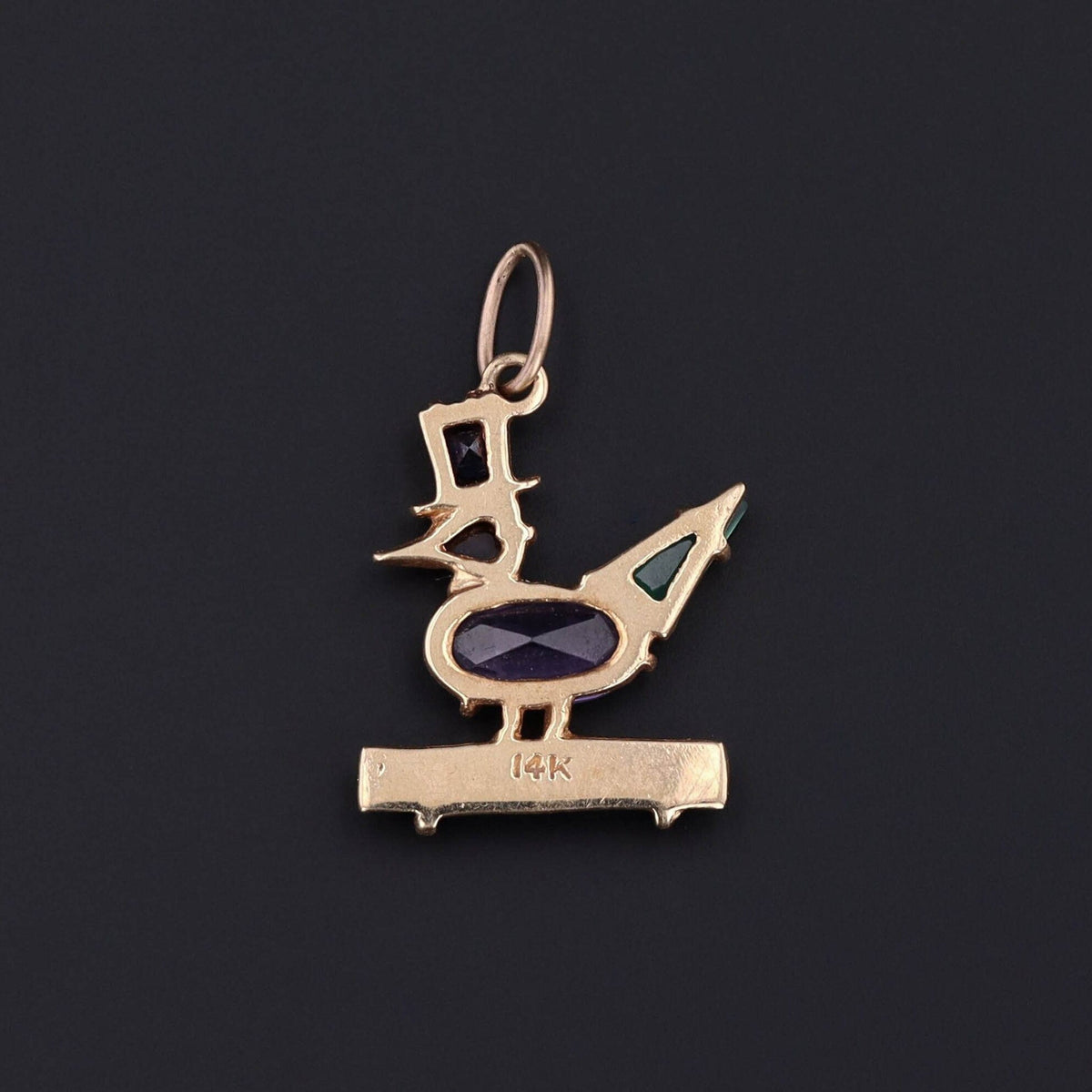 Vintage Gemstone Duck Charm of 14k Gold - Trademark Antiques
