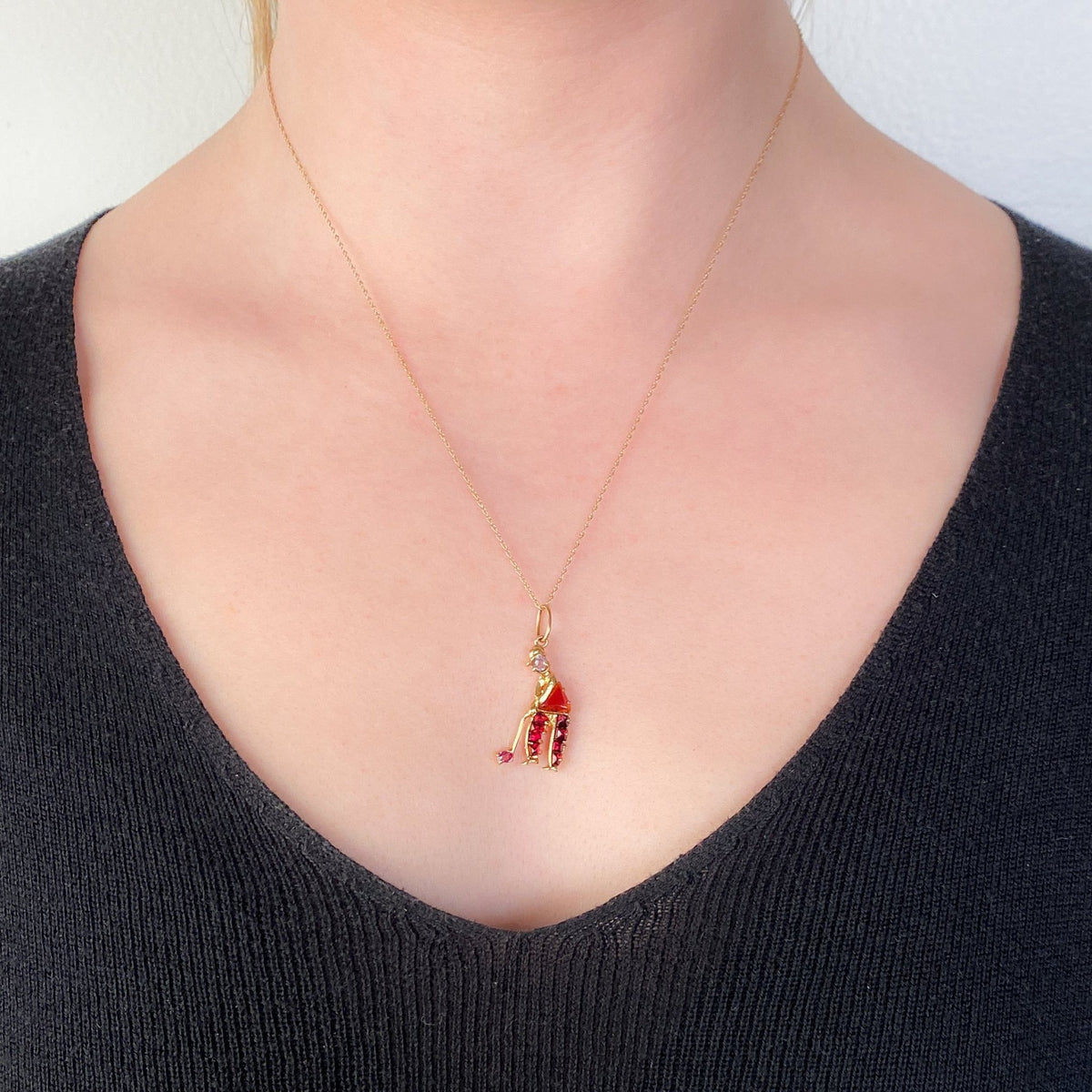 Vintage Gemstone Golfer Charm of 14k Gold - Trademark Antiques
