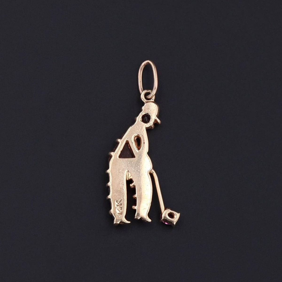 Vintage Gemstone Golfer Charm of 14k Gold - Trademark Antiques