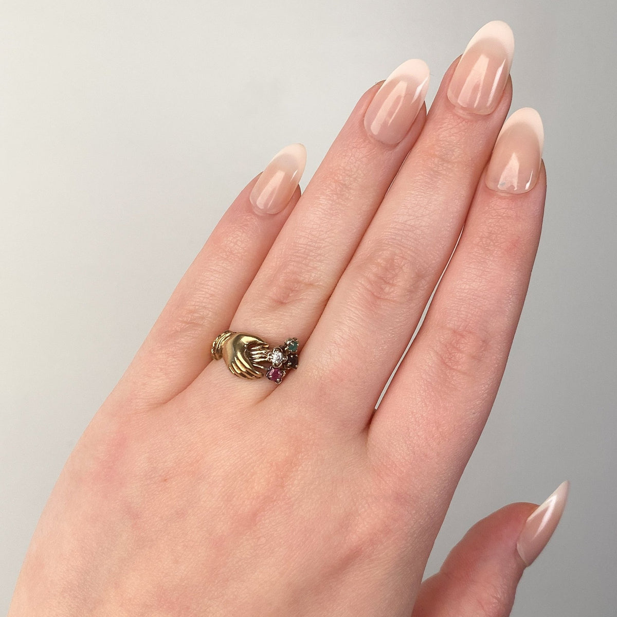 Vintage Gemstone Hand Ring of 9ct Gold - Trademark Antiques