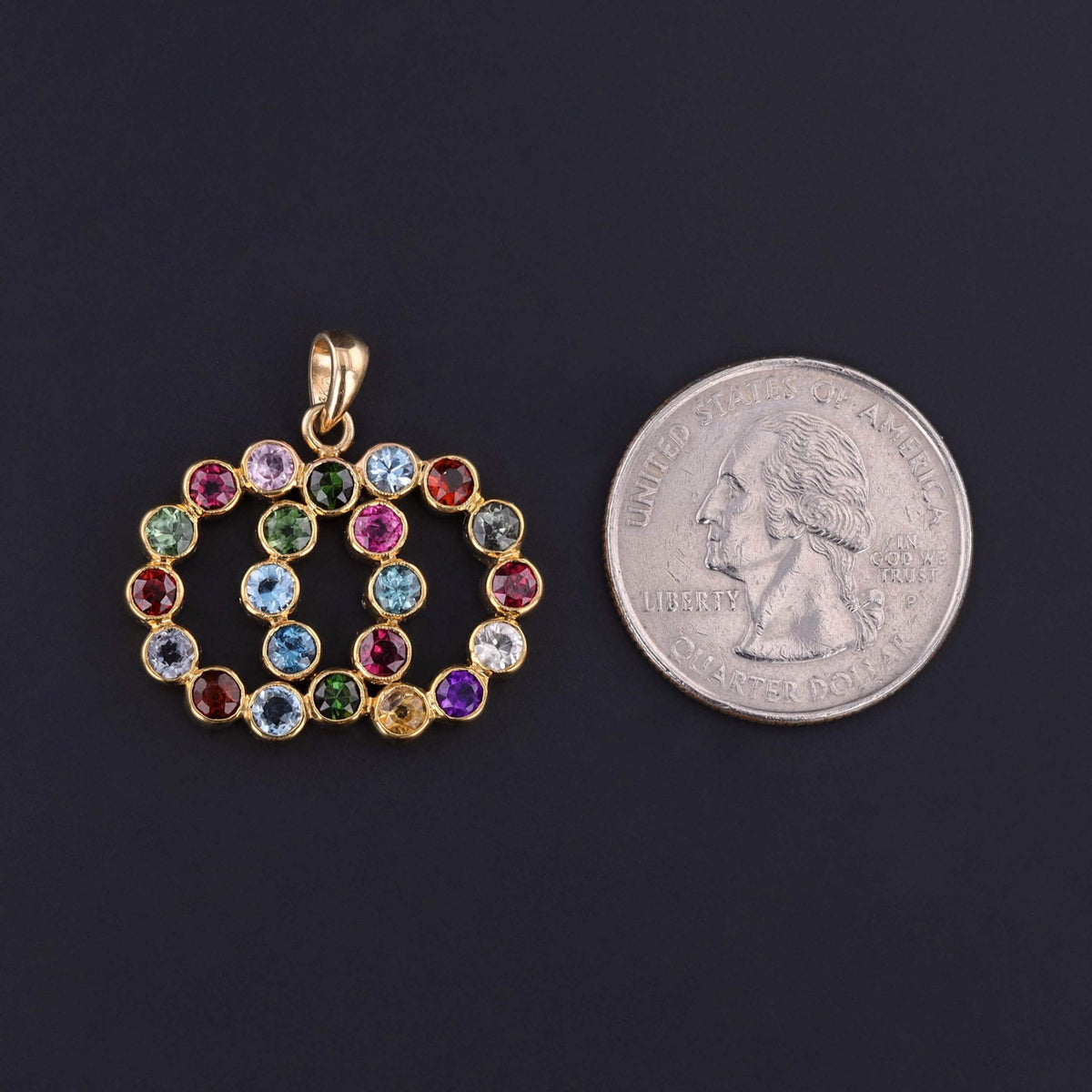 Vintage Gemstone Love Knot Pendant of 14k Gold - Trademark Antiques