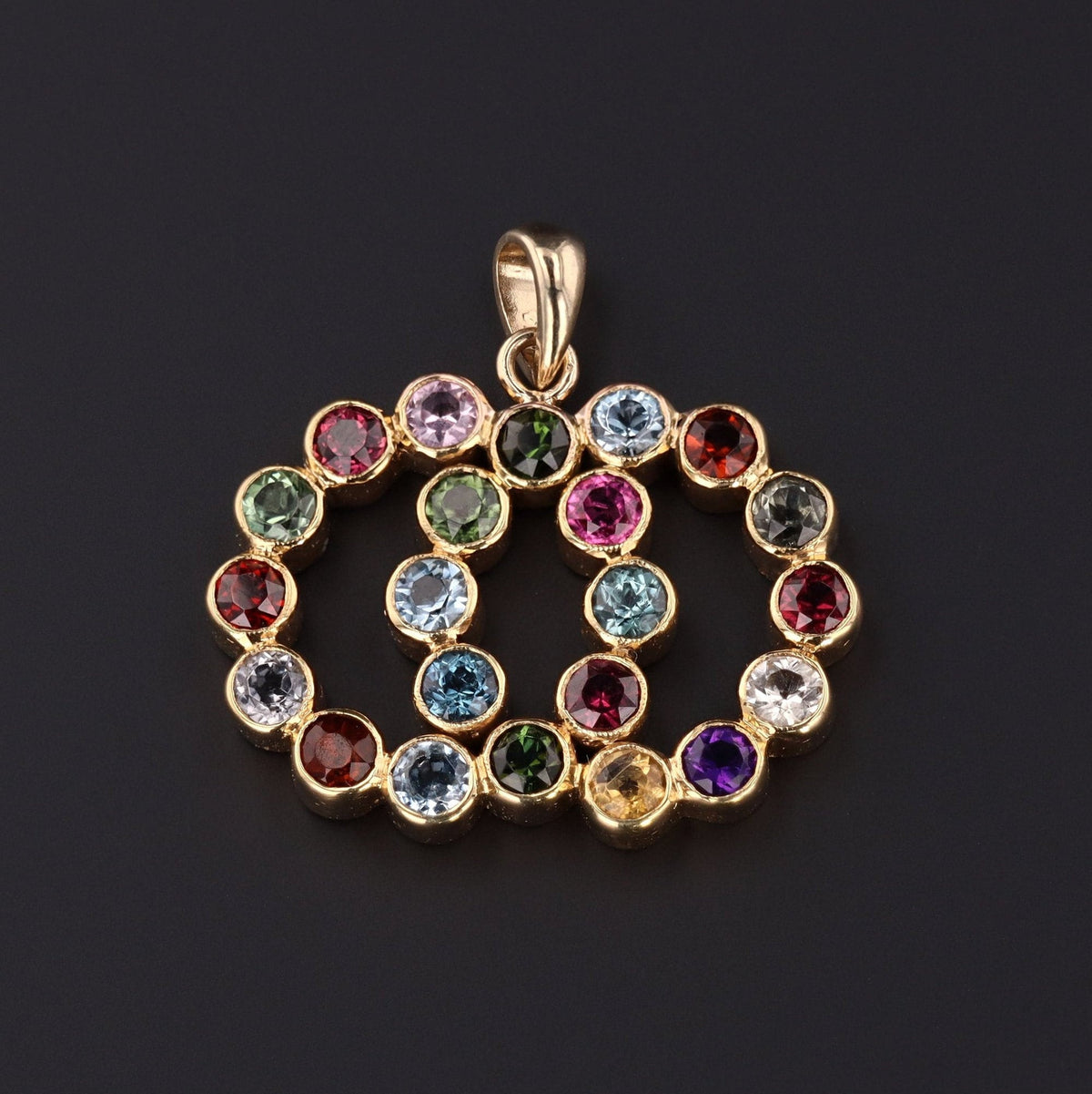 Vintage Gemstone Love Knot Pendant of 14k Gold - Trademark Antiques