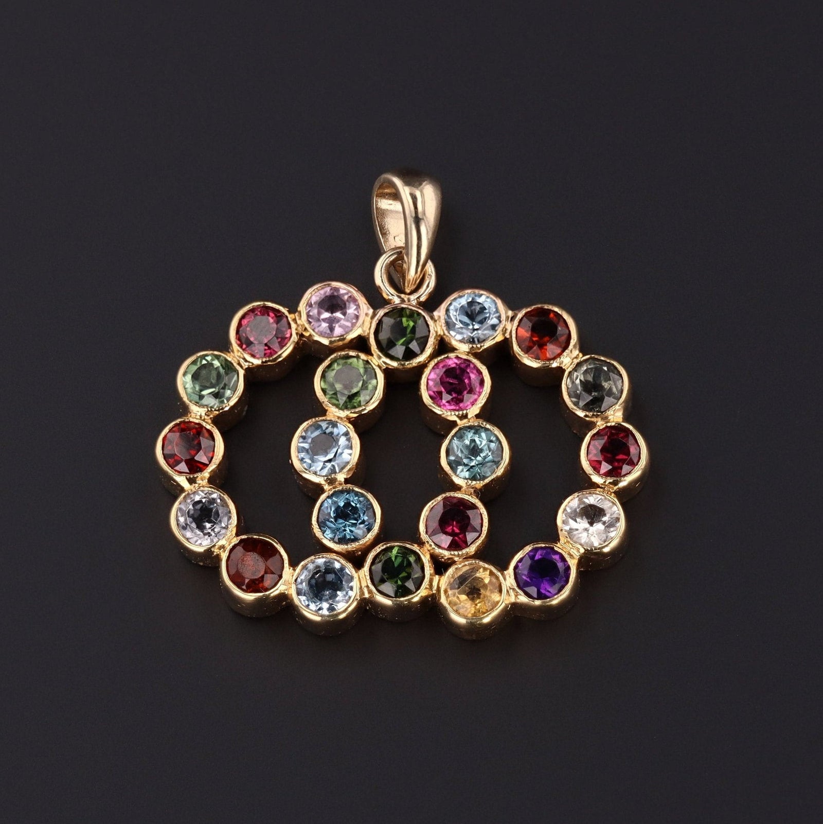Vintage Gemstone Love Knot Pendant of 14k Gold - Trademark Antiques