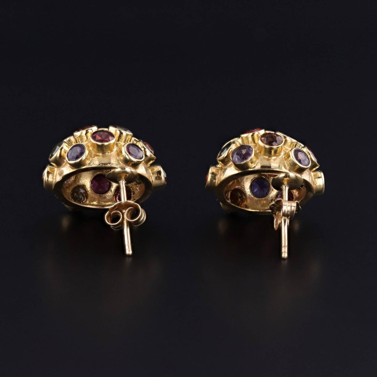 Vintage Gemstone Sputnik Earrings of 18k Gold - Trademark Antiques