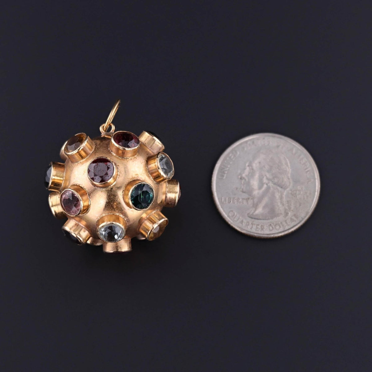 Vintage Gemstone Sputnik Pendant of 15ct Gold - Trademark Antiques