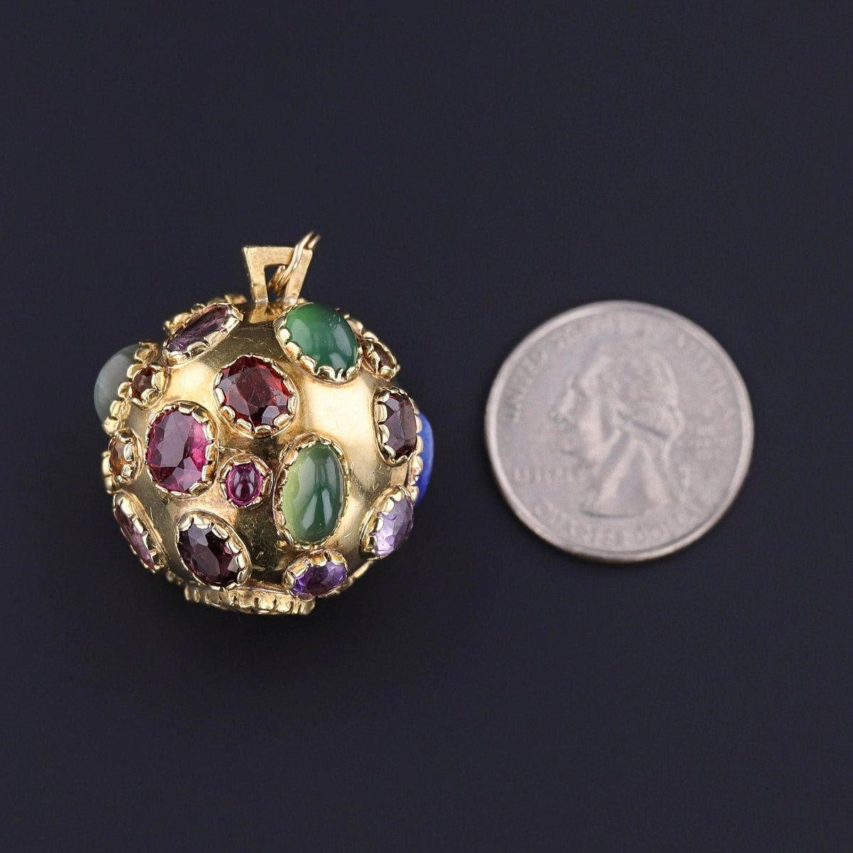 Vintage Gemstone Sputnik Pendant of 18k Gold - Trademark Antiques