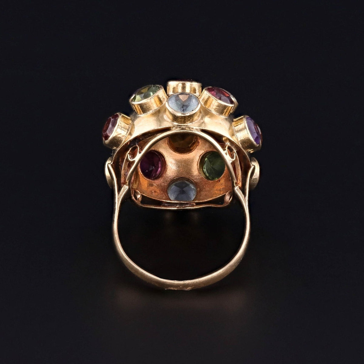 Vintage Gemstone Sputnik Ring of 18k Gold - Trademark Antiques