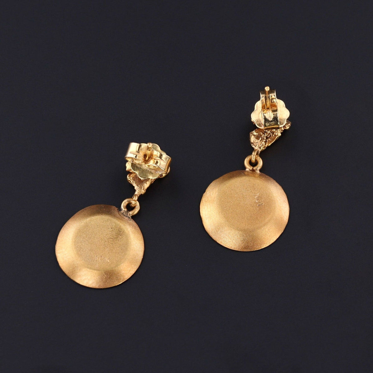 Vintage Gold Nugget Novelty Earrings of 10k Gold - Trademark Antiques