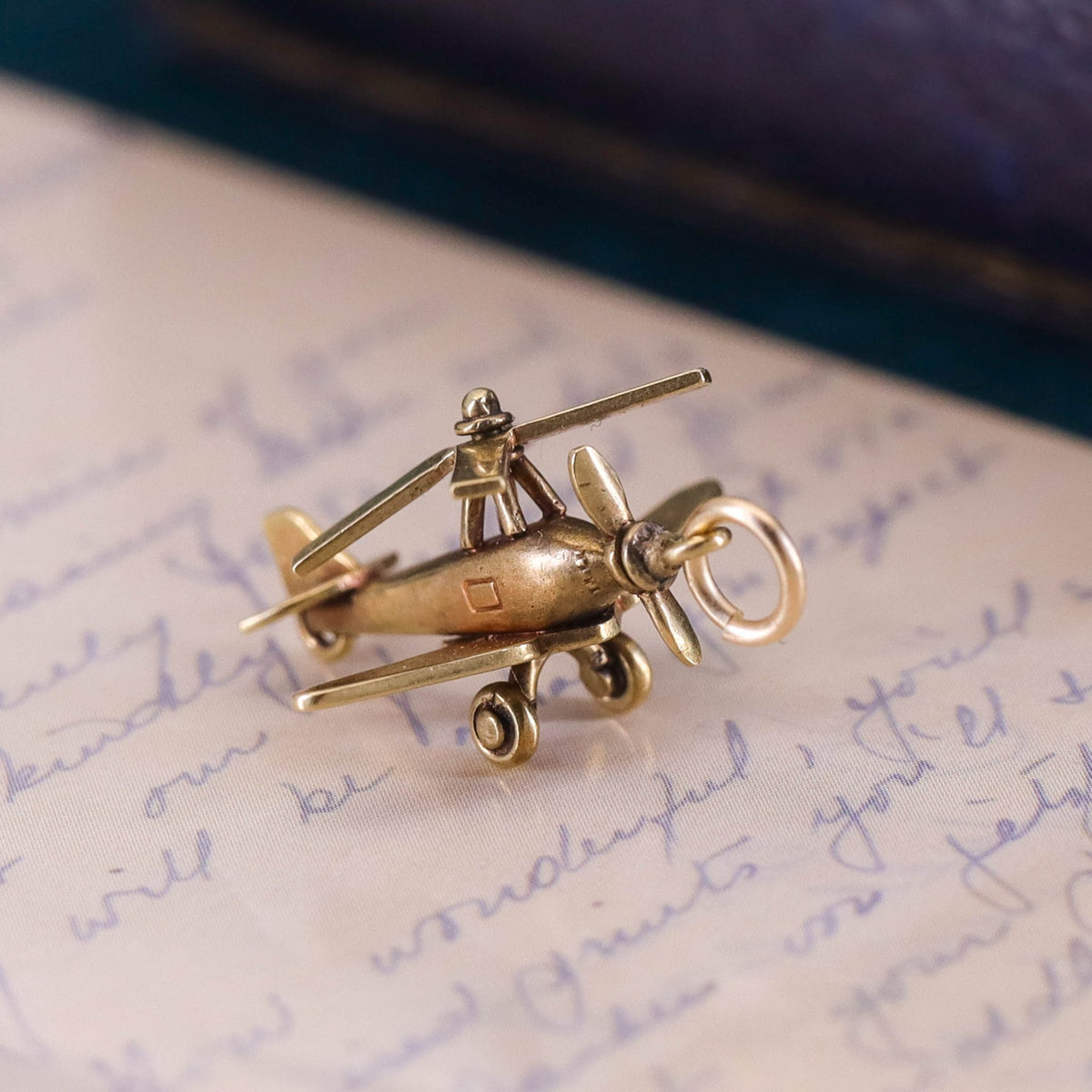 Vintage Gyroplane Charm of 14k Gold - Trademark Antiques