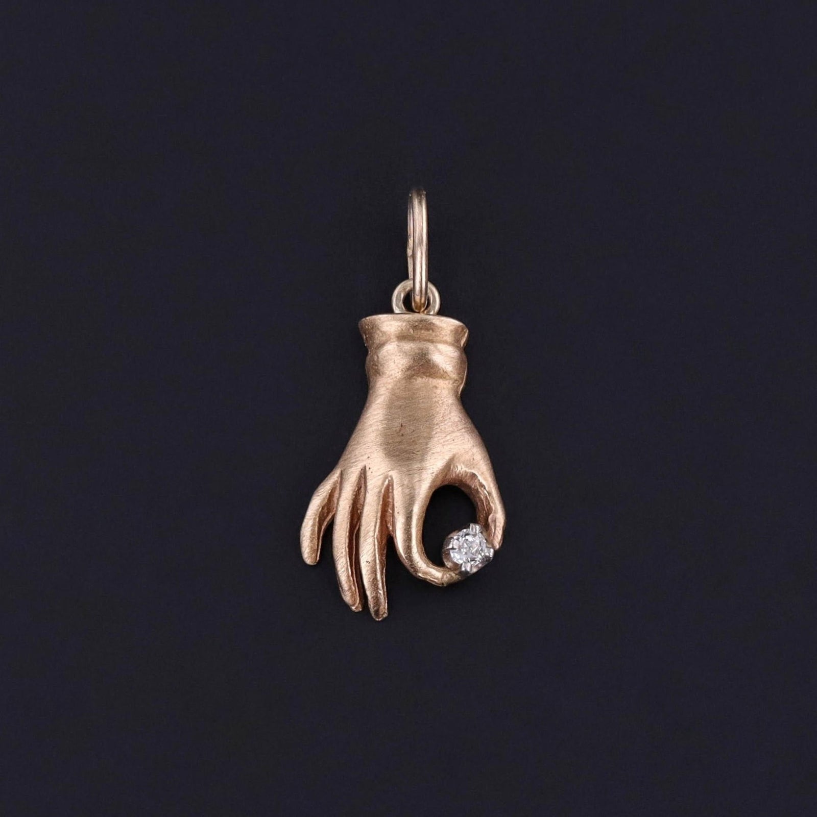 Vintage Hand Holding Diamond of 12k Gold - Trademark Antiques