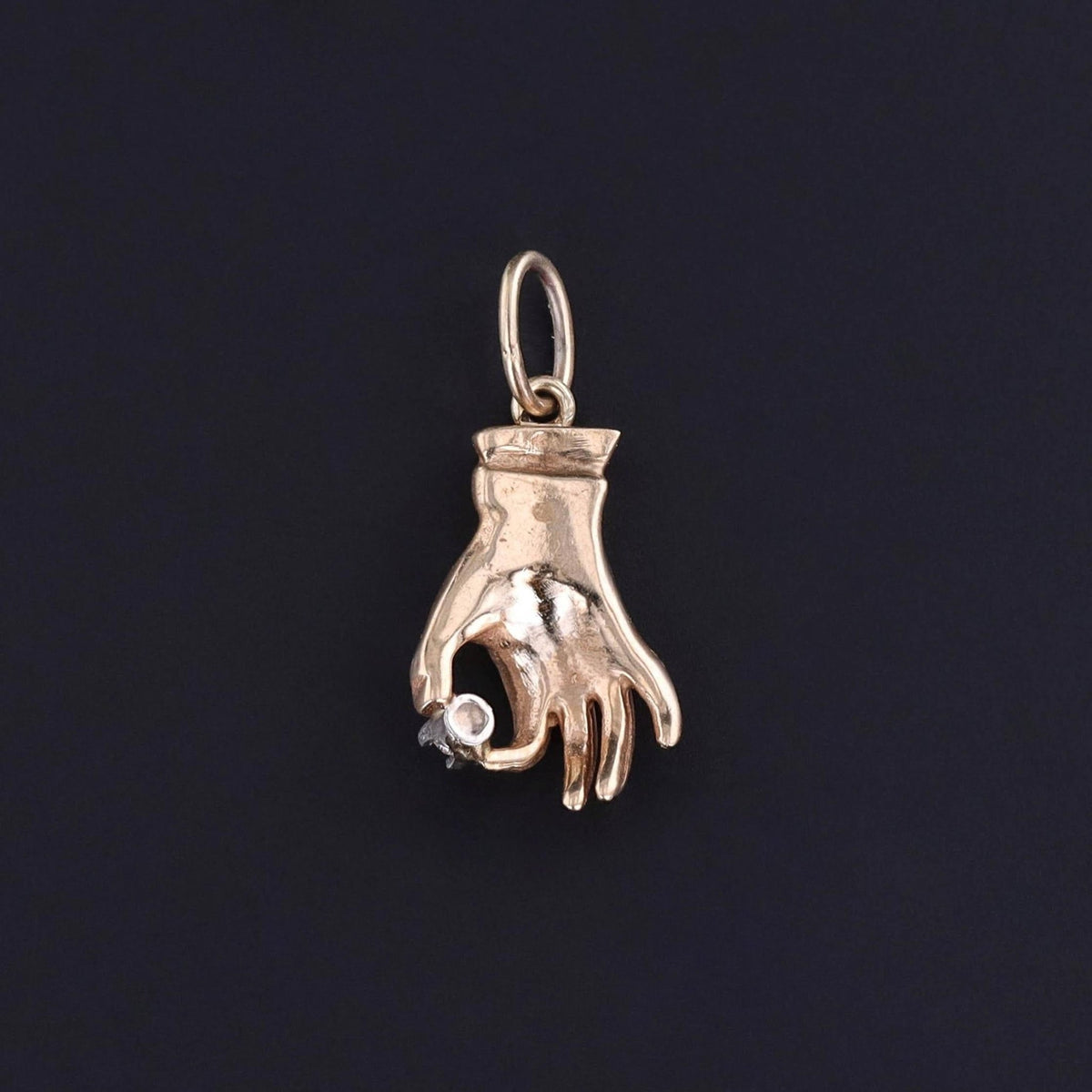 Vintage Hand Holding Diamond of 12k Gold - Trademark Antiques