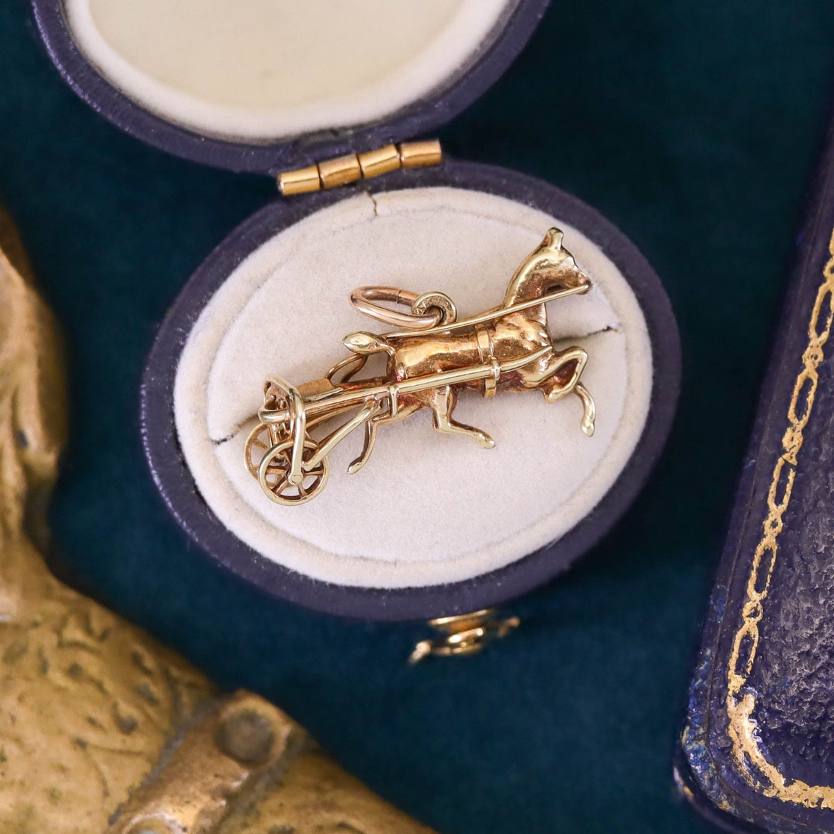Vintage Harness Racing Charm of 14k Gold - Trademark Antiques