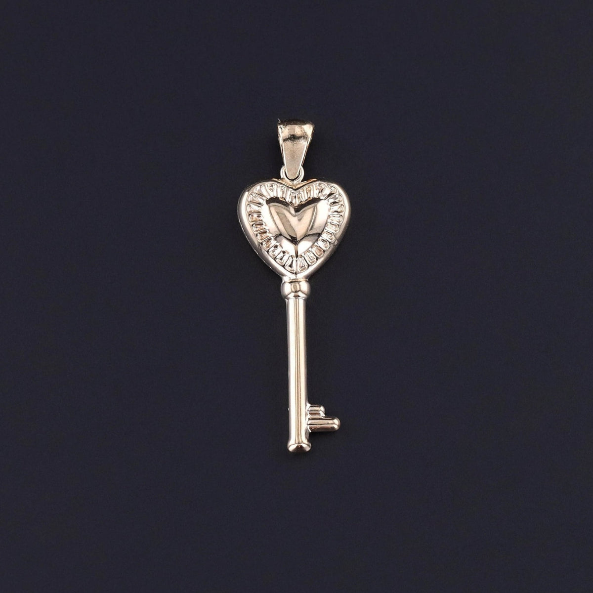 Vintage Heart Shaped Key Pendant of 14k Gold - Trademark Antiques