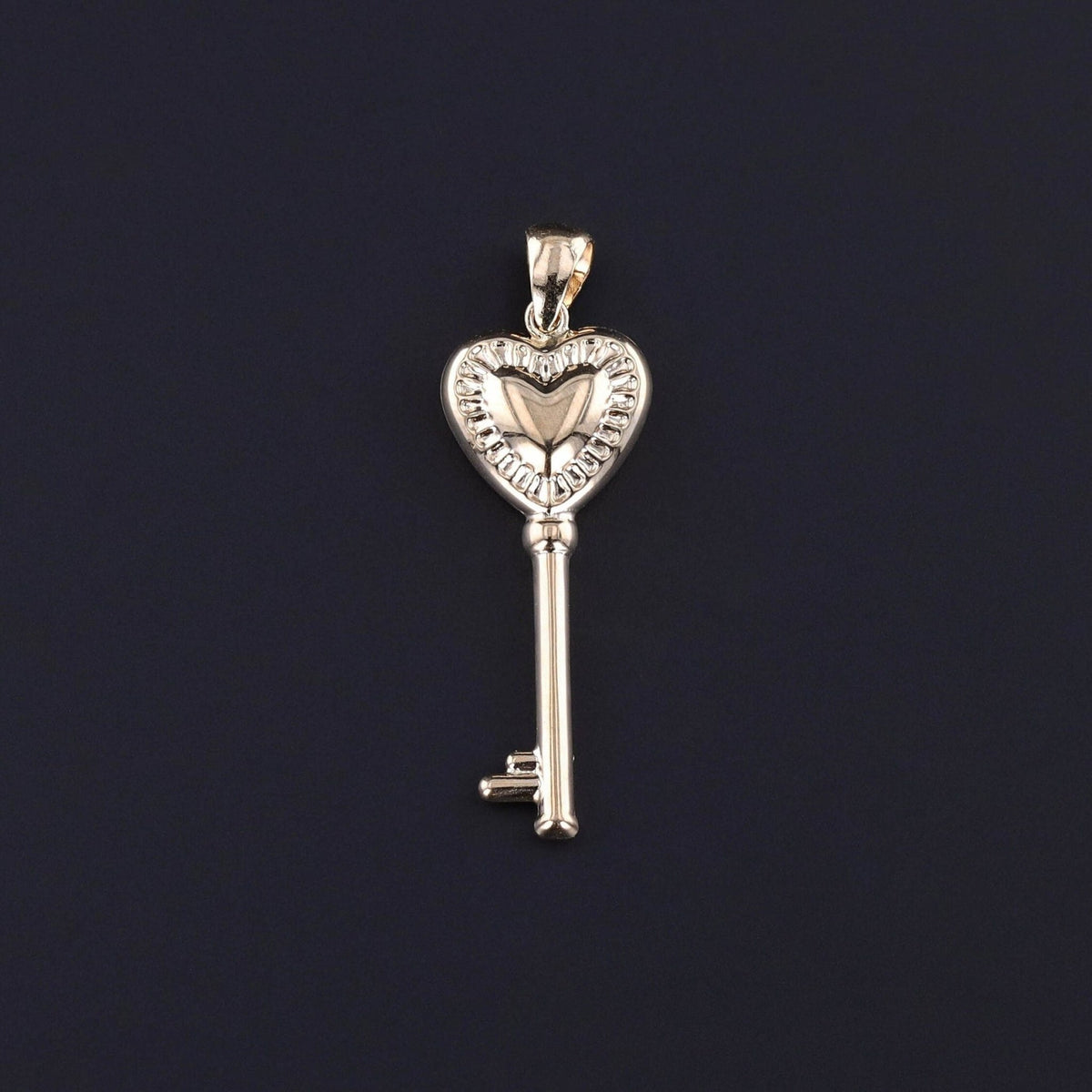 Vintage Heart Shaped Key Pendant of 14k Gold - Trademark Antiques
