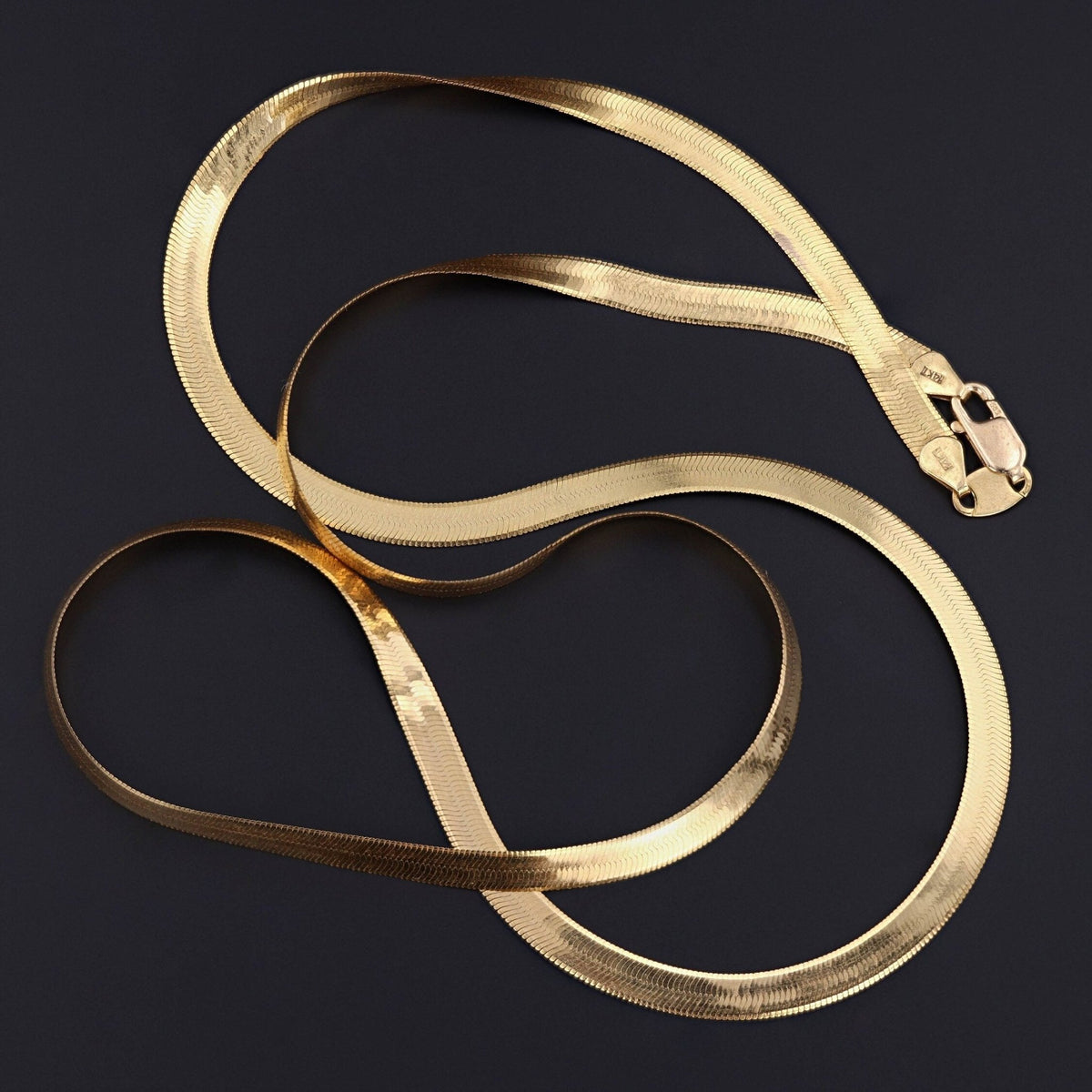Vintage Herringbone Chain or Necklace of 14k Gold - Trademark Antiques