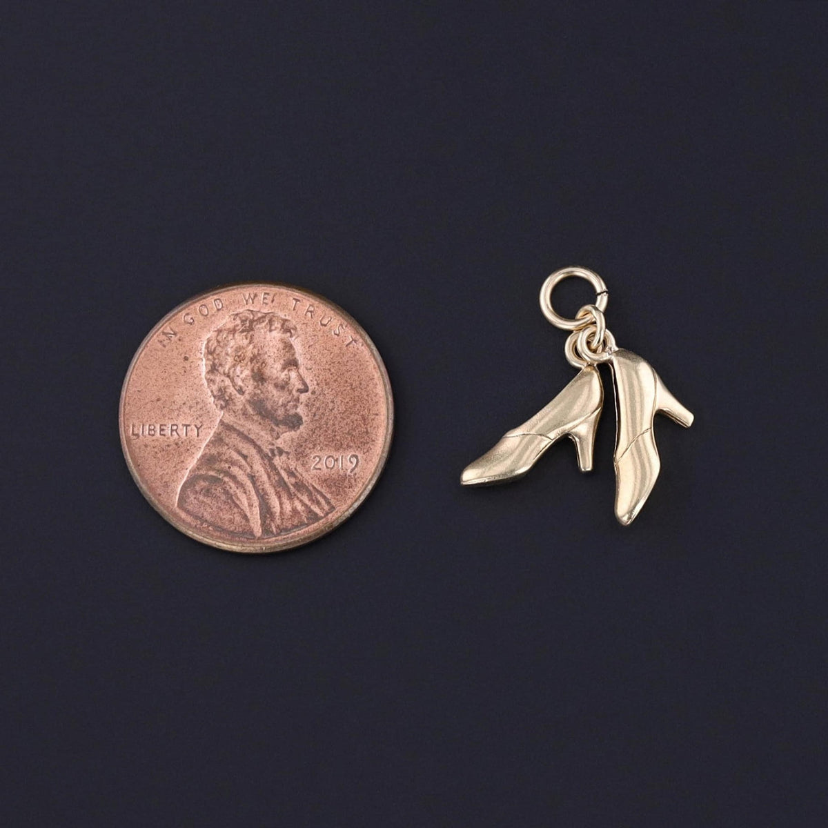 Vintage High Heels Shoe Charm of 14k Gold - Trademark Antiques
